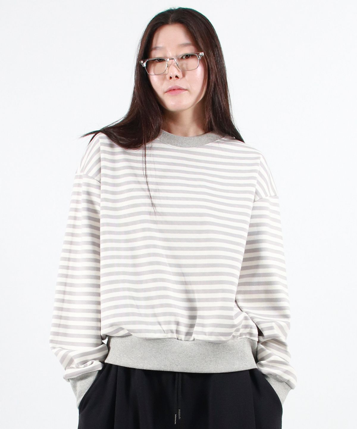 드마크(DEMARC) STRIPE MEDIUM-FIT SWEATSHIRT -  Gray