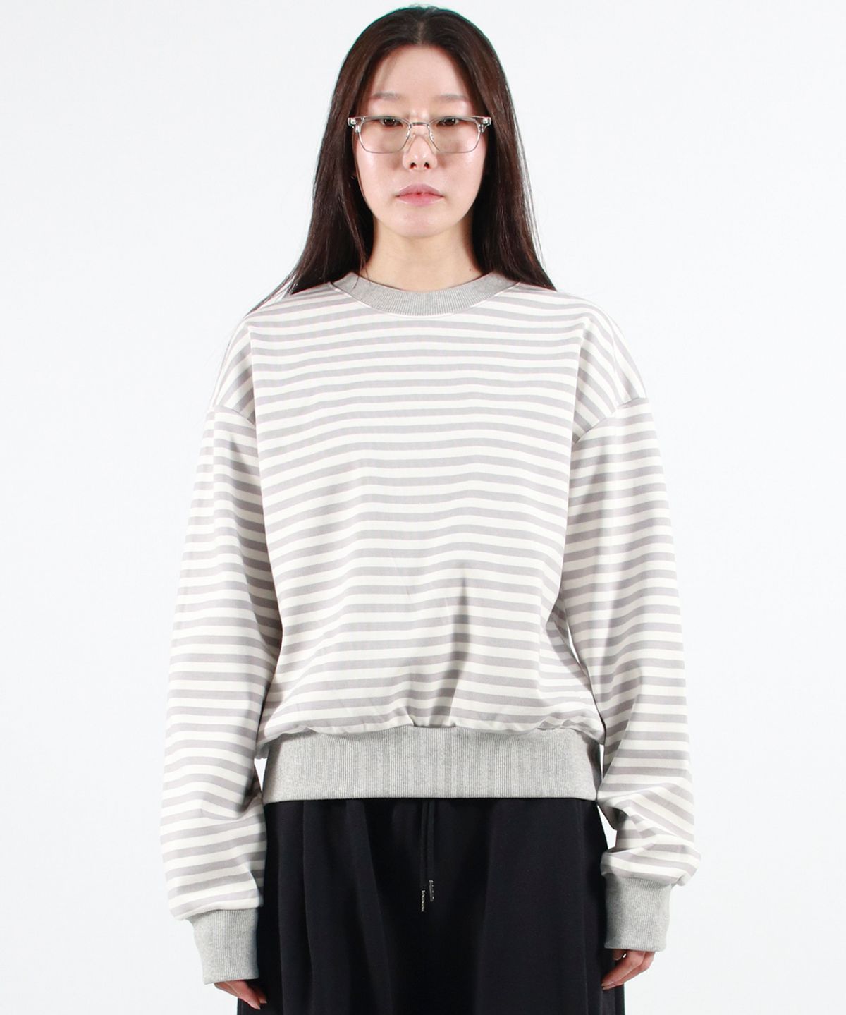 드마크(DEMARC) STRIPE MEDIUM-FIT SWEATSHIRT -  Gray