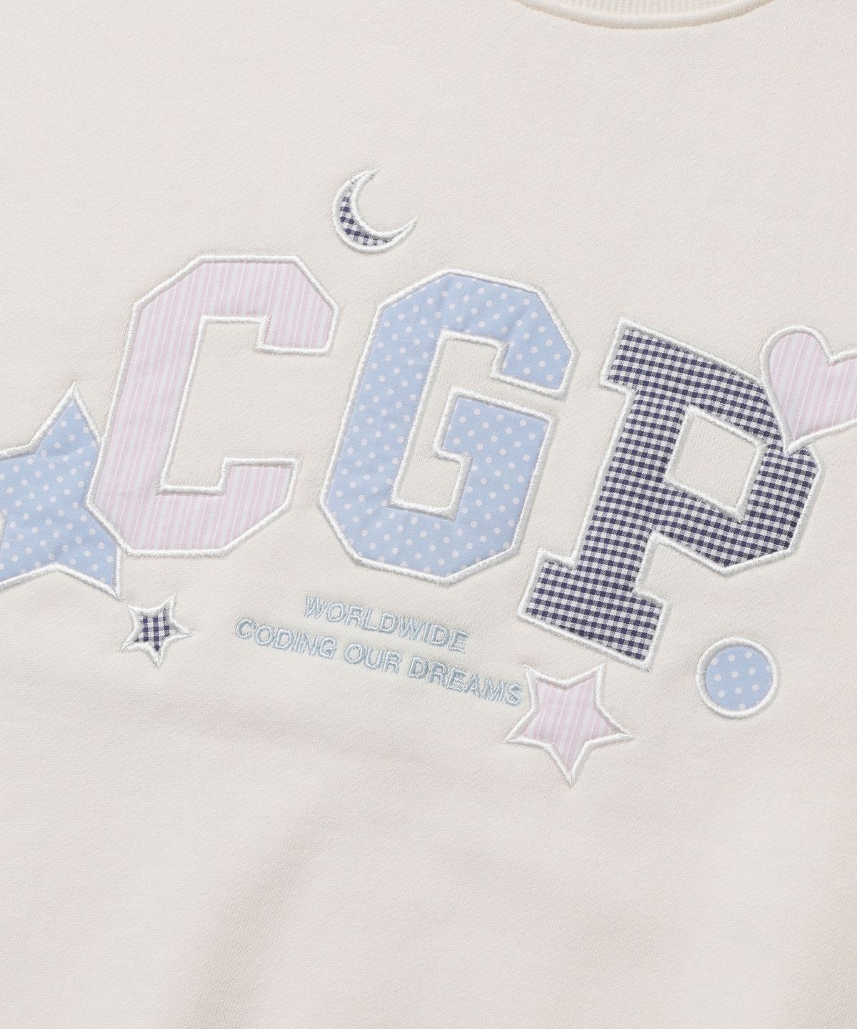코드그라피(CGP) (우먼) CGP 아치 로고 아플리케 맨투맨_크림