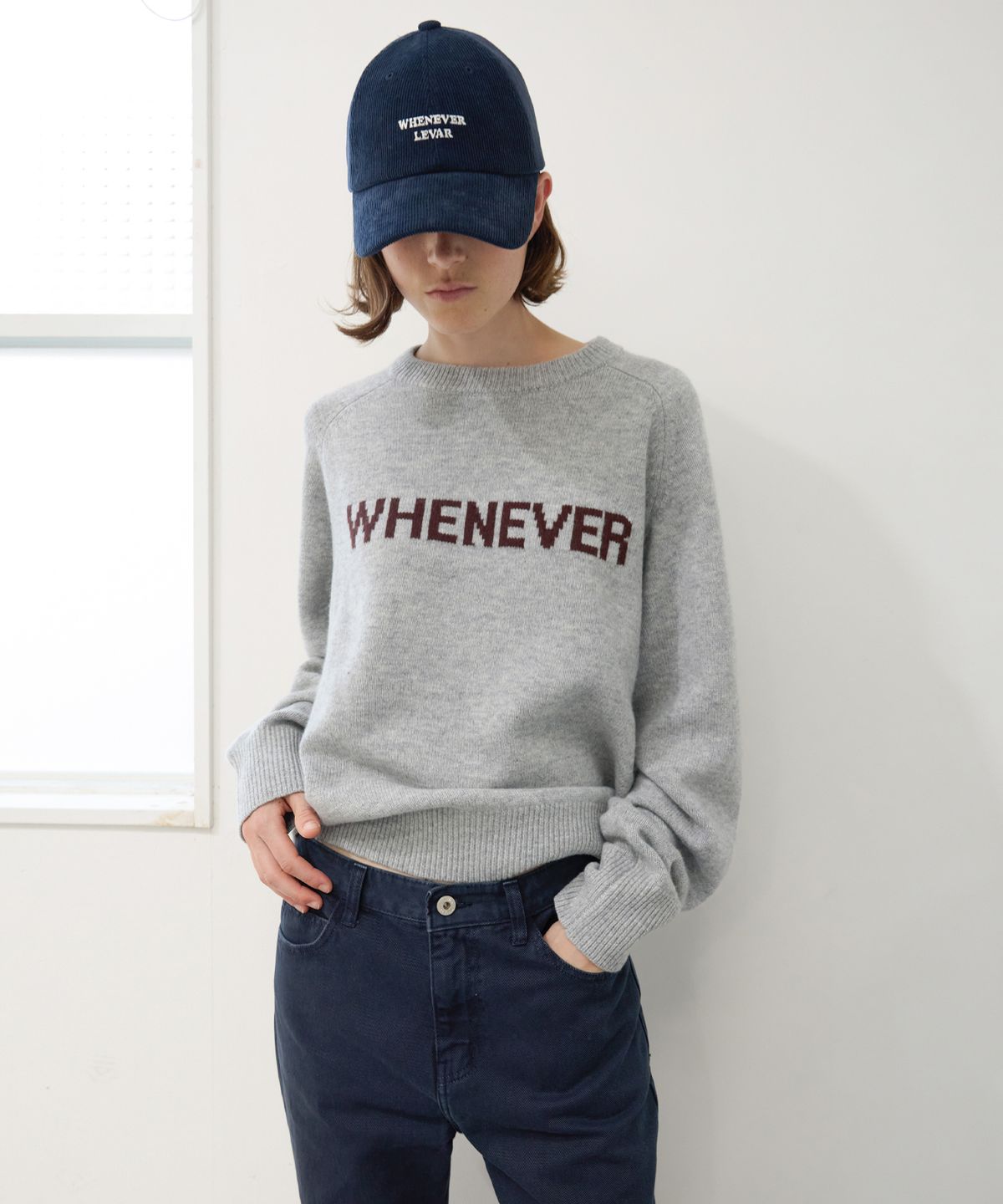 르바(LEVAR) Whenever Wool Raglan Knit - Melange grey