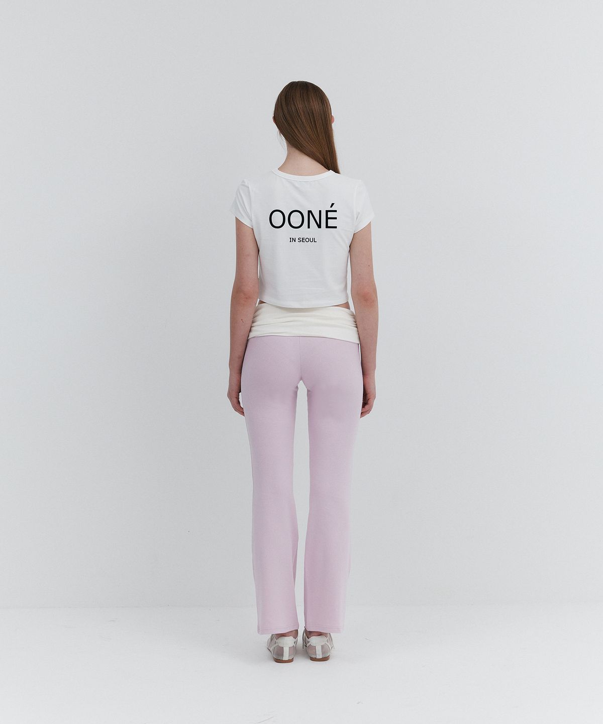 우네(OONE) Roll-Up Flare Pants_Pink