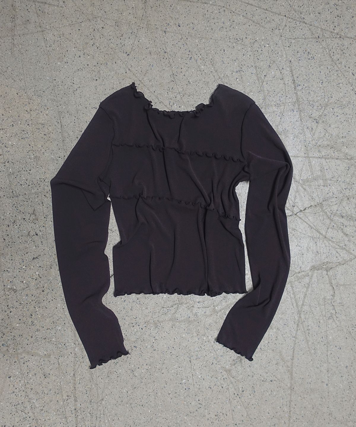 모산(MOSAN) LETTUCE LONG-SLEEVE T-SHIRT (CHARCOAL)