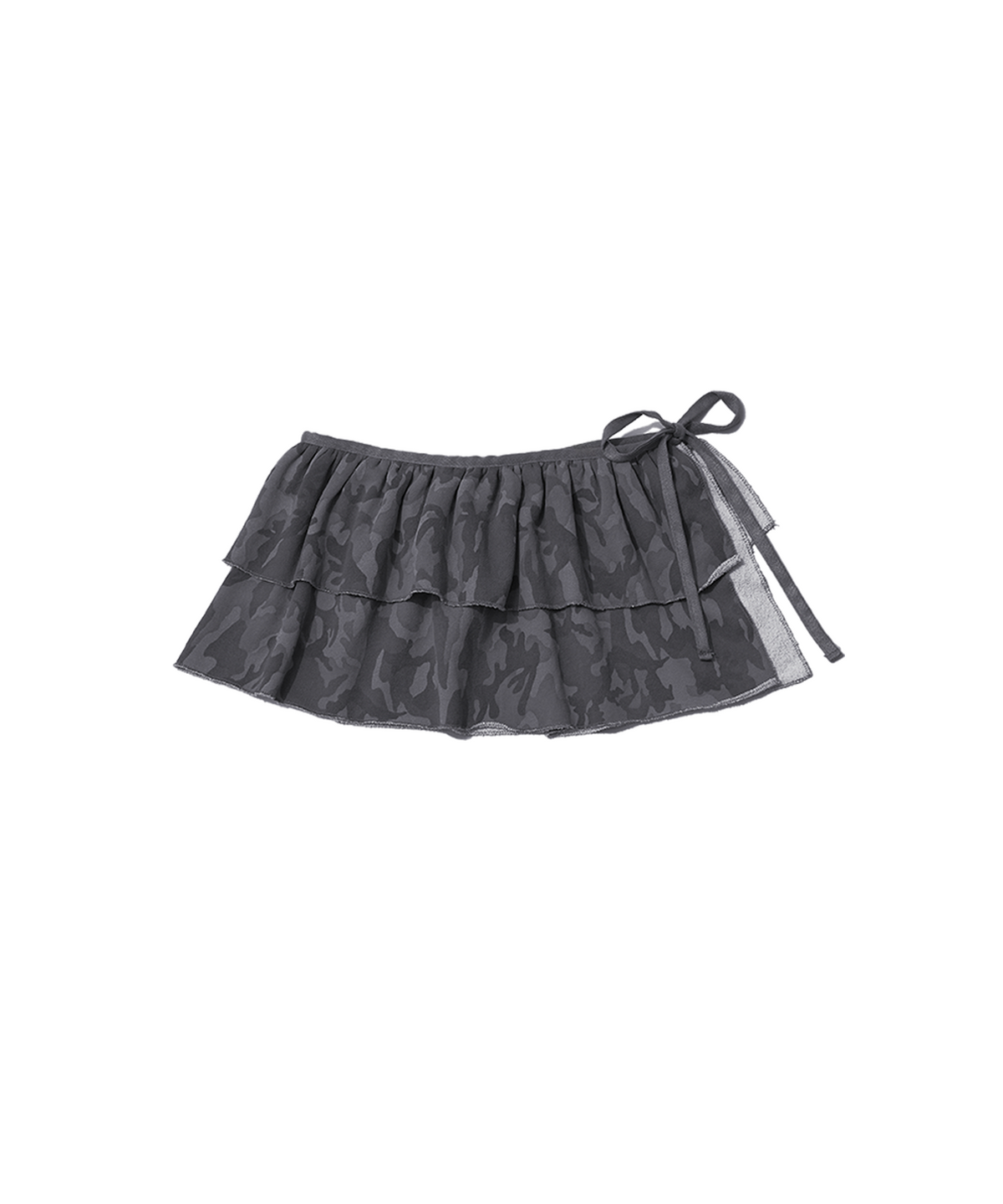 잇자바이브(ITZAVIBE) CAMO LAYERED WRAP SHORT SKIRT - CHARCOAL