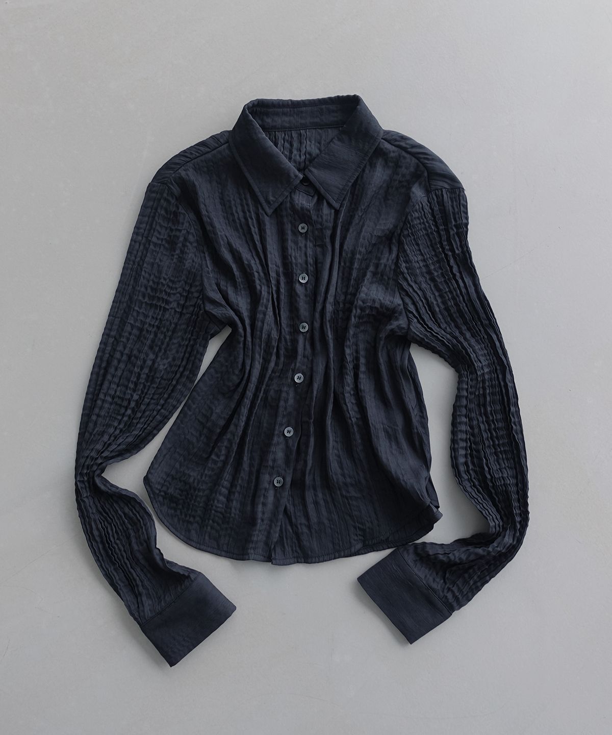 모산(MOSAN) WRINKLE STANDARD-FIT SHIRT (BLACK)