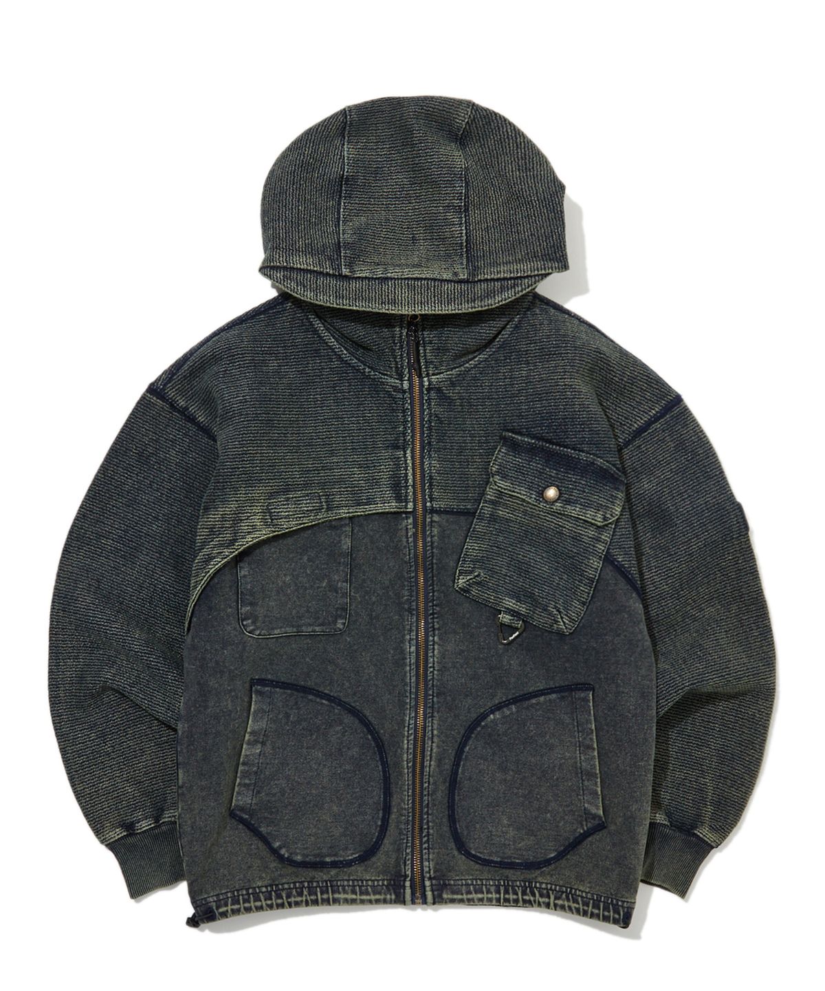 펜필드(PENFIELD) 인디고 사시코 믹스드 스웨트 후디 자켓 인디고_FR3KH27U