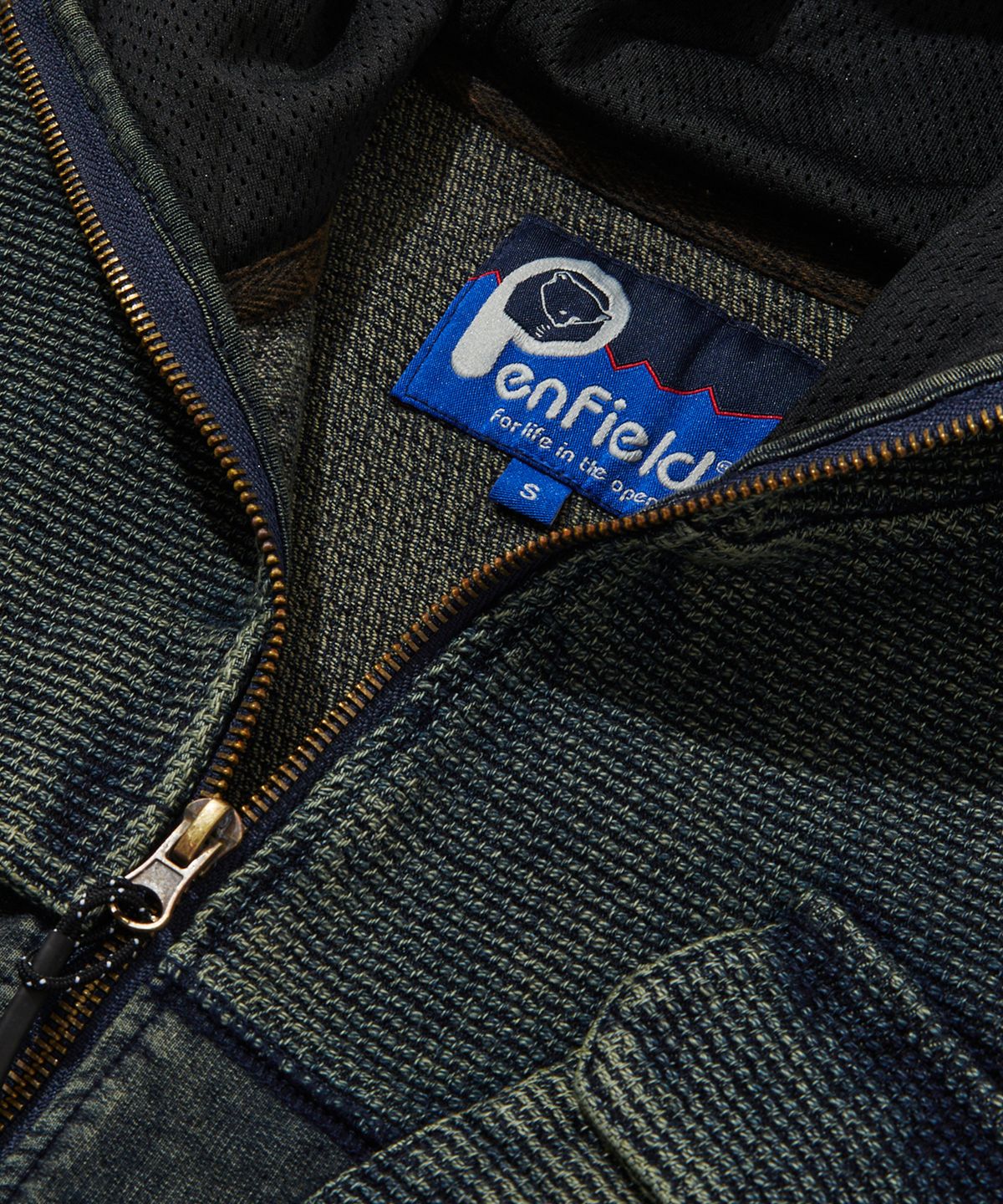펜필드(PENFIELD) 인디고 사시코 믹스드 스웨트 후디 자켓 인디고_FR3KH27U