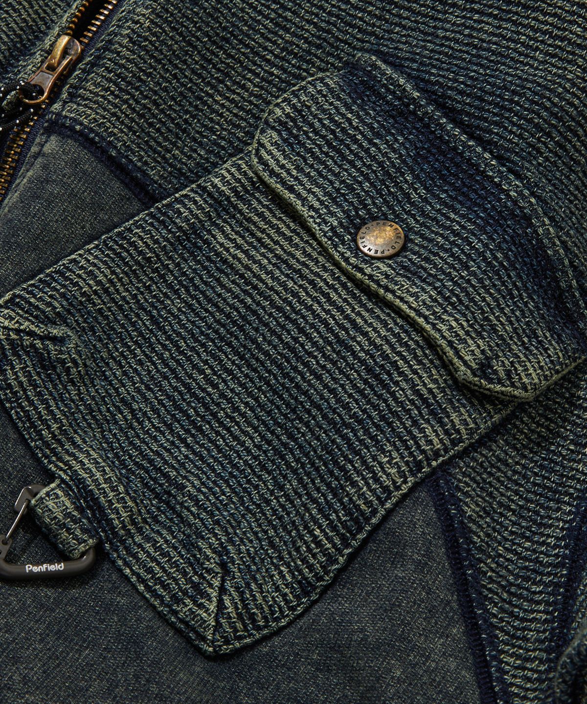 펜필드(PENFIELD) 인디고 사시코 믹스드 스웨트 후디 자켓 인디고_FR3KH27U
