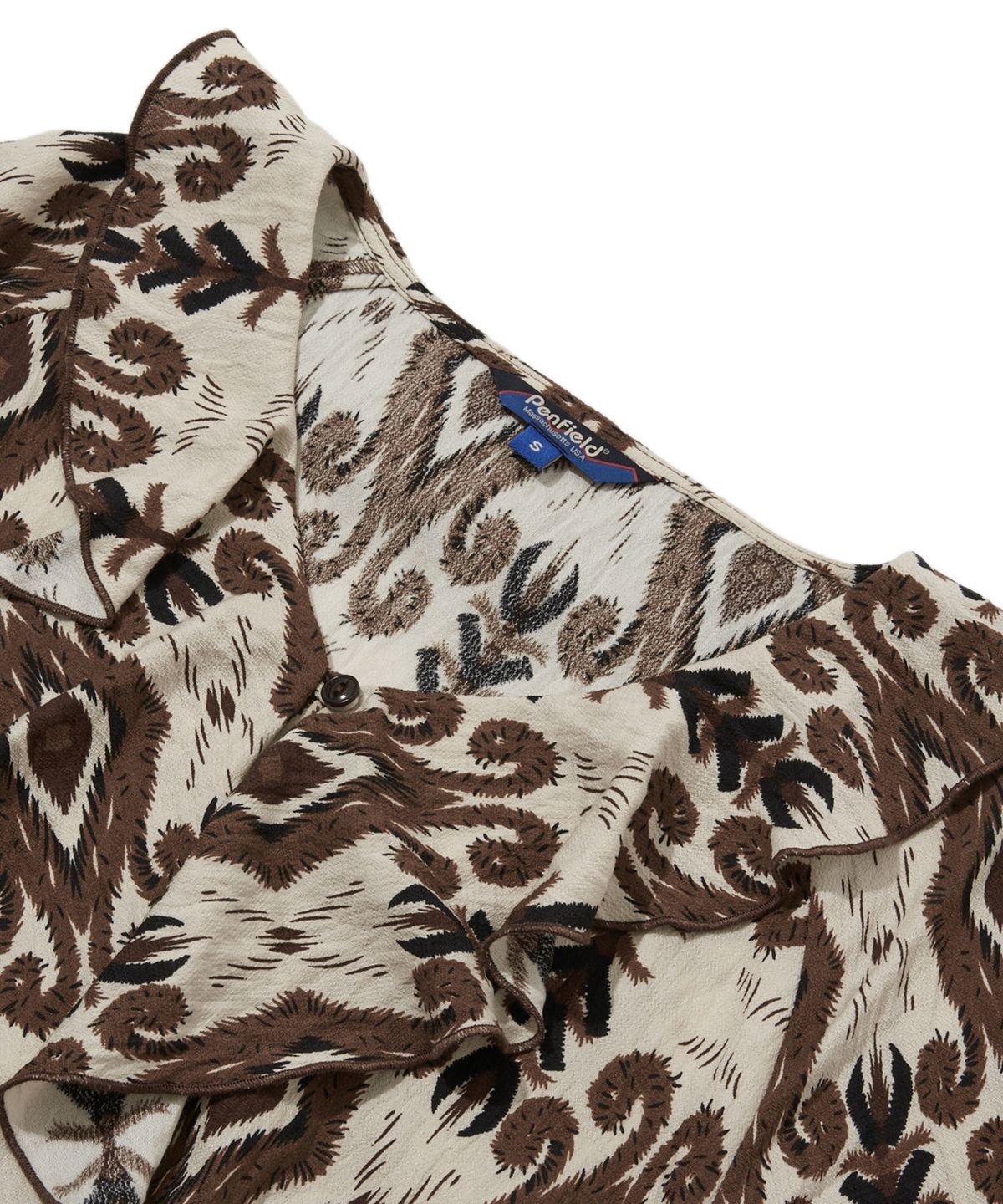 펜필드(PENFIELD) 에스닉 브이존 프릴 원피스 브라운_FR3WS64F