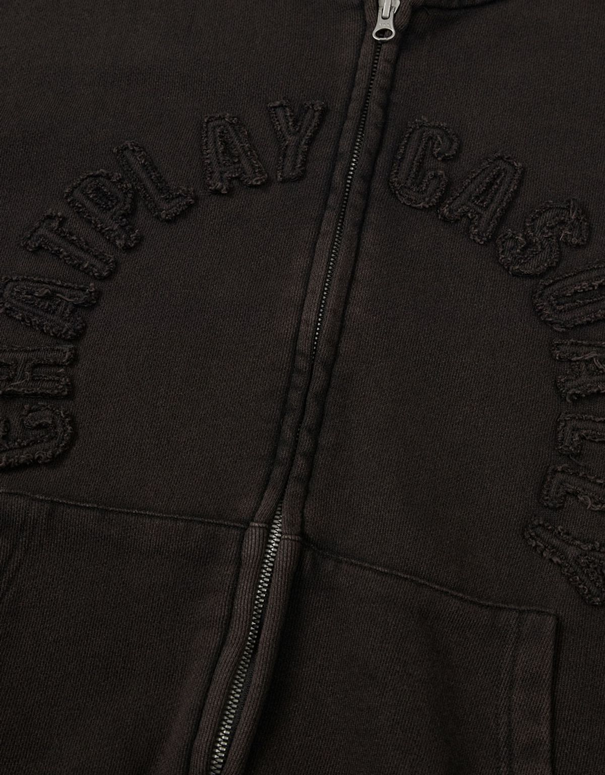 엠엠엘지(MMLG) [Mmlg] WASHED APPLIQUE HOOD ZIPUP (EVERY BLACK)