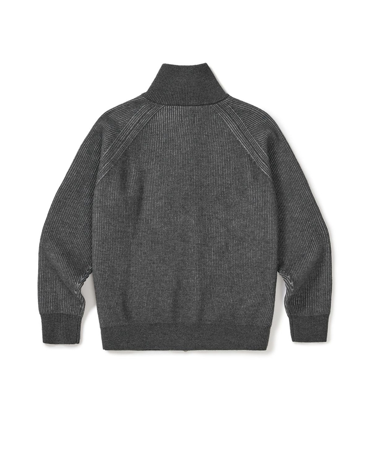 엠엠엘지(MMLG) [Mmlg] TWO TONE HIGH NECK KNIT ZIPUP (CHARCOAL)