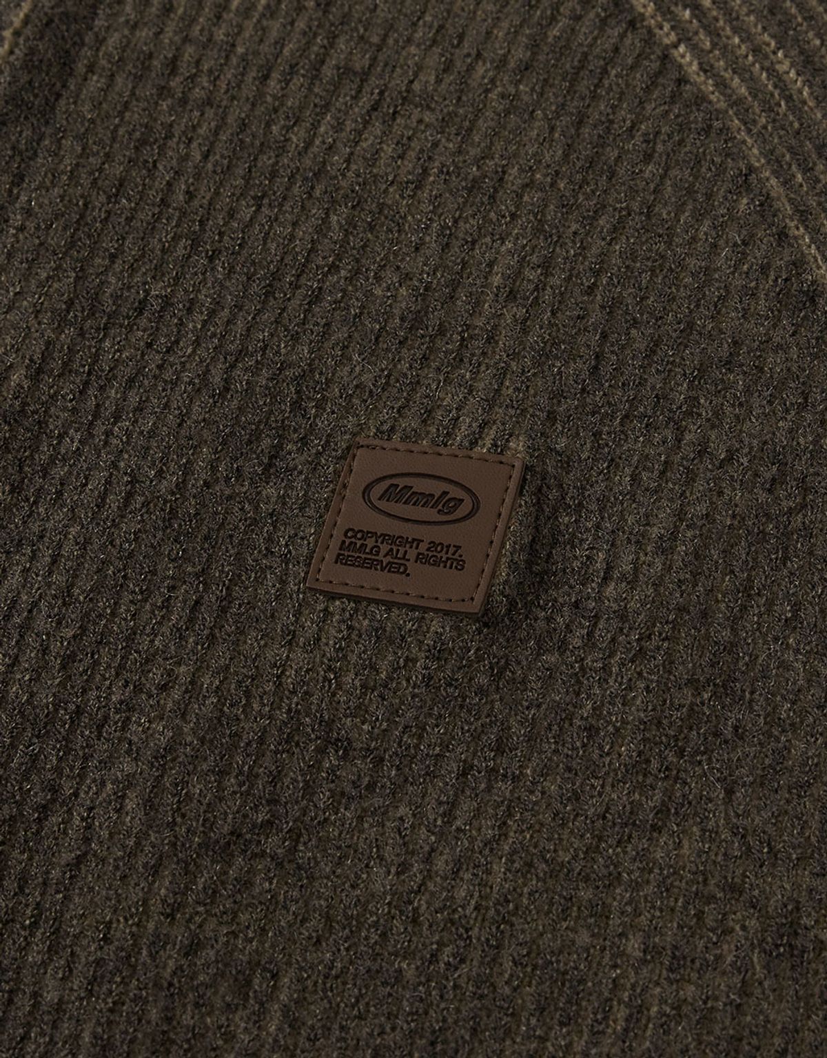 엠엠엘지(MMLG) [Mmlg] TWO TONE HIGH NECK KNIT ZIPUP (BROWN)