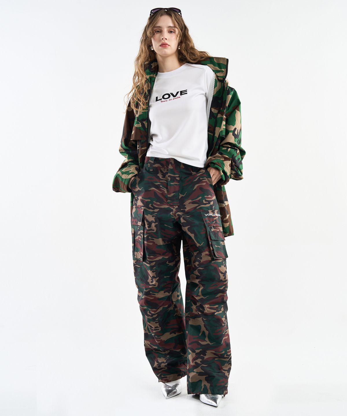 월드딜레마(WORLDDILEMA) Woven Pocket Cargo Pants (Camo)