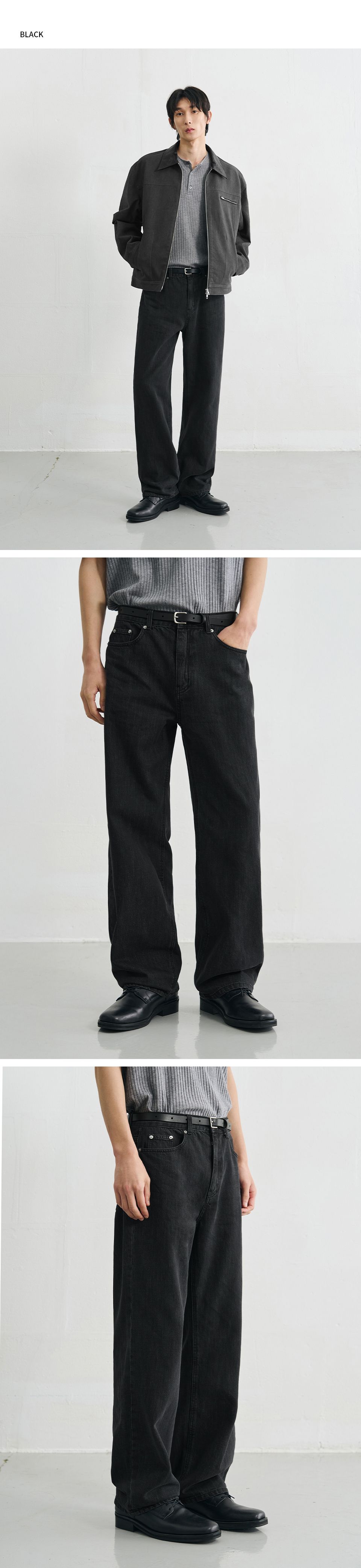 MUSINSA | DRAW FIT Usual Semi-Wide Denim Pants [BLACK]