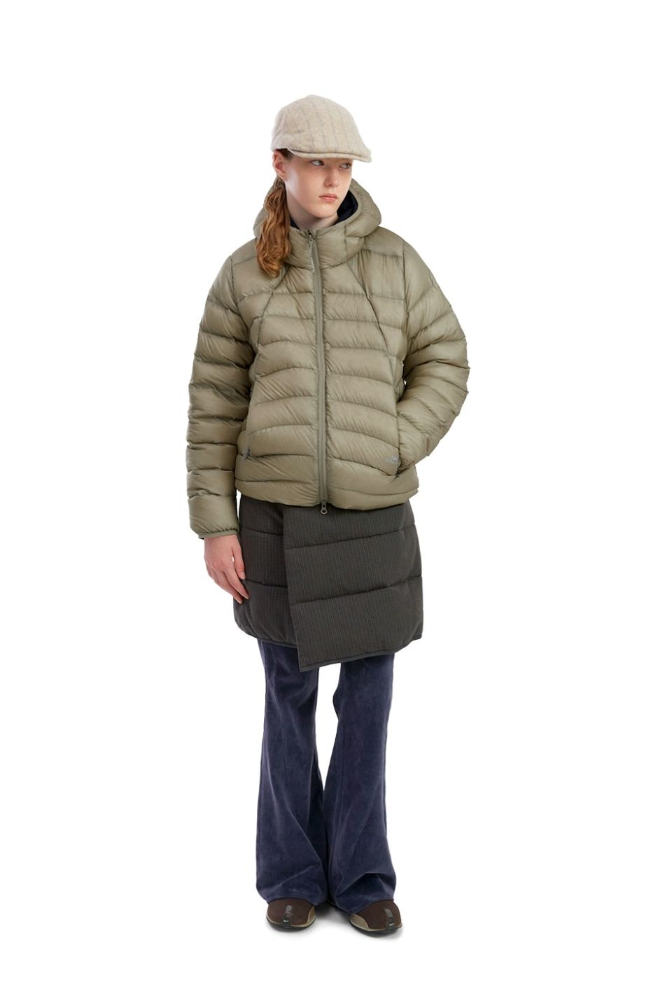 MUSINSA | SUNLOVE Hooded Fly Light Down Jacket Stone