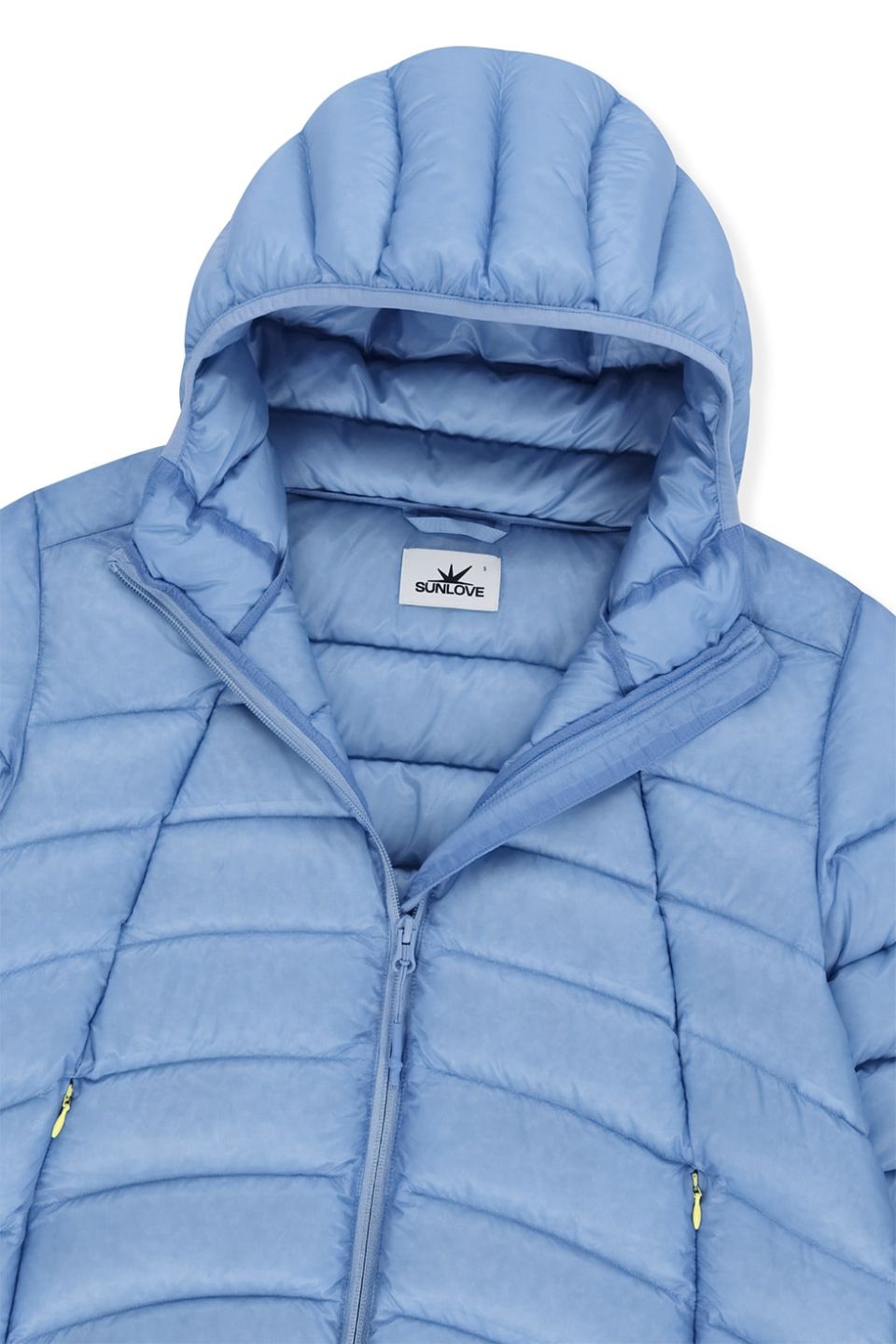 MUSINSA公式 | SUNLOVE Hooded Fly Light Down Jacket Light Blue