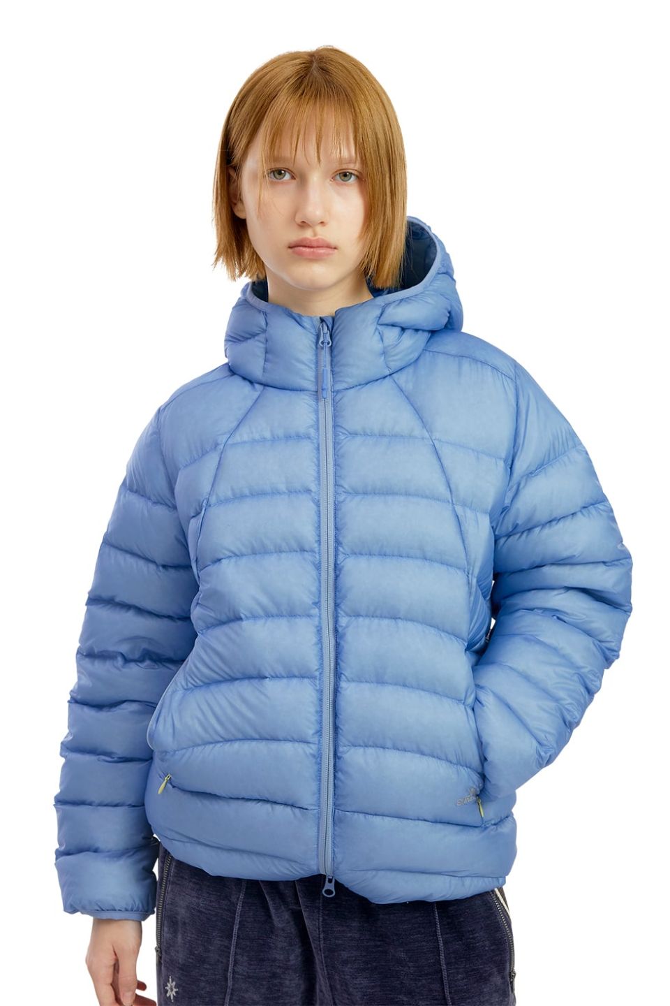 MUSINSA公式 | SUNLOVE Hooded Fly Light Down Jacket Light Blue