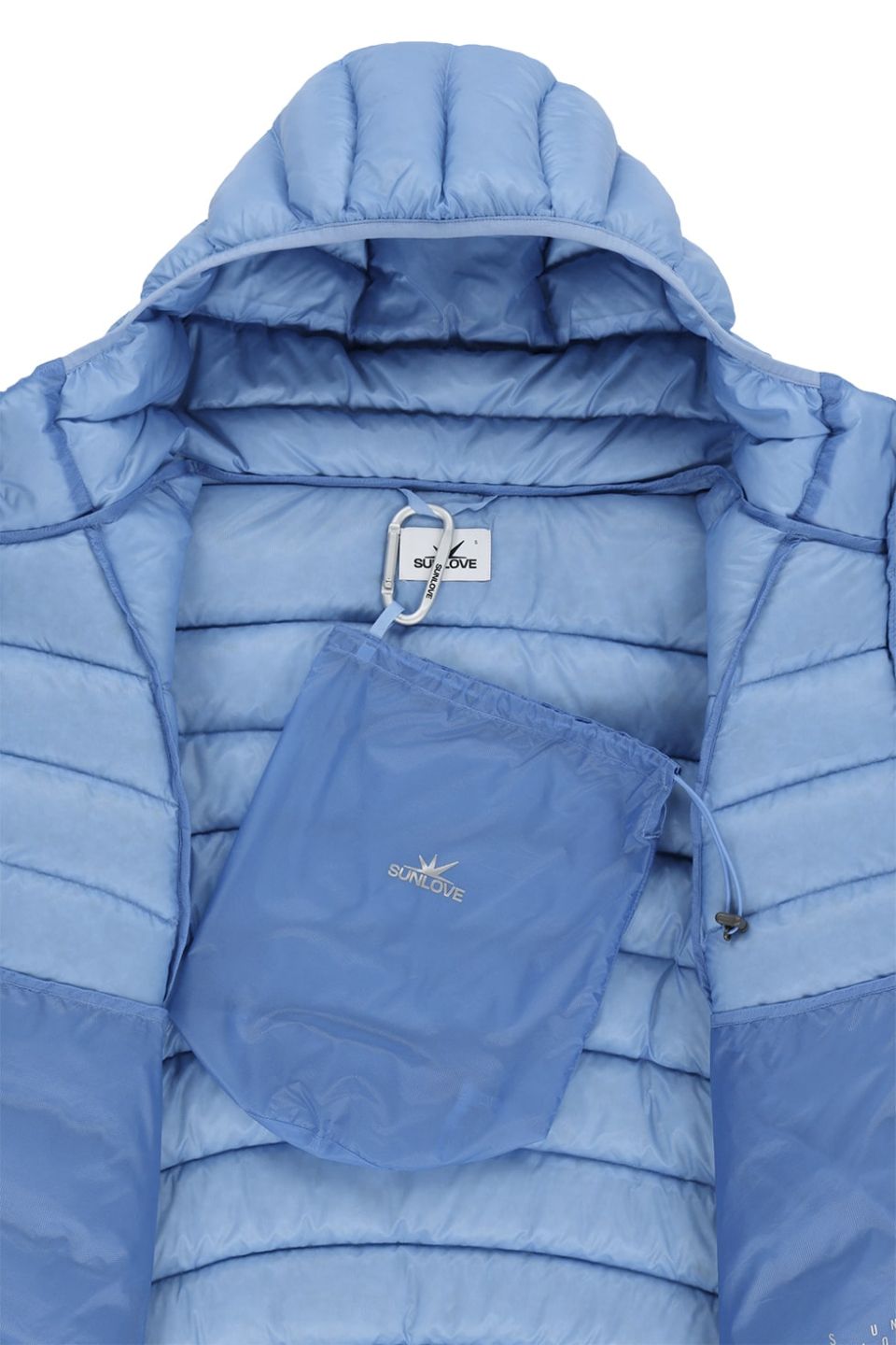 MUSINSA公式 | SUNLOVE Hooded Fly Light Down Jacket Light Blue