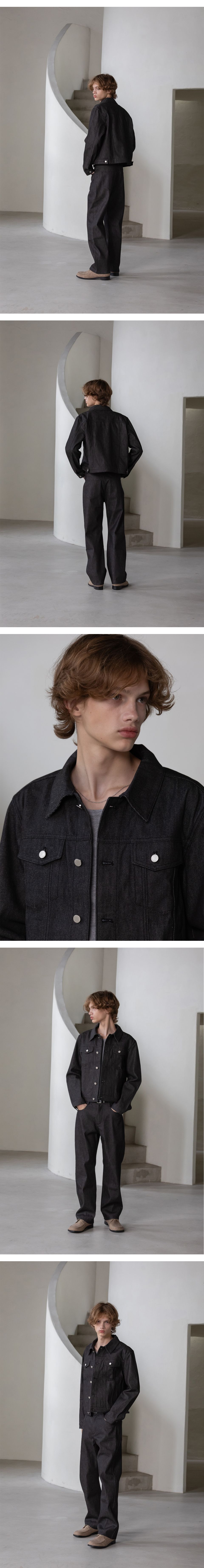 MUSINSA公式 | DECOROSO Knox Denim Trucker Jacket [Non-Fade Black]