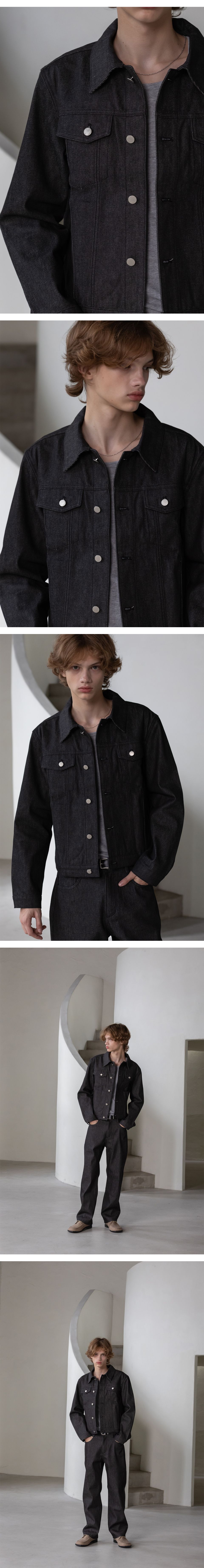 MUSINSA公式 | DECOROSO Knox Denim Trucker Jacket [Non-Fade Black]