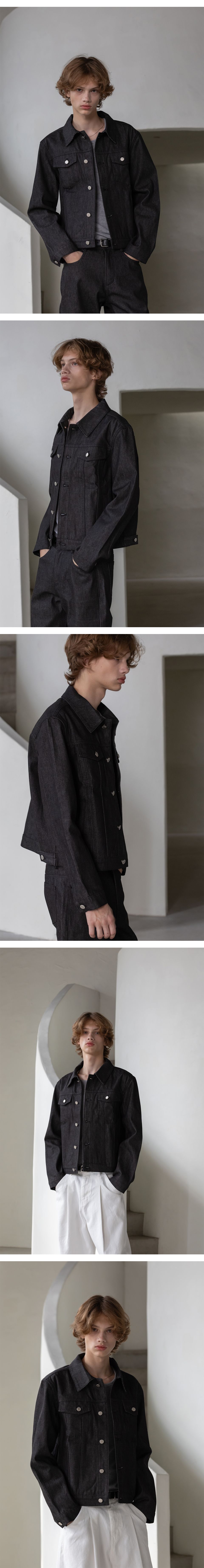 MUSINSA公式 | DECOROSO Knox Denim Trucker Jacket [Non-Fade Black]