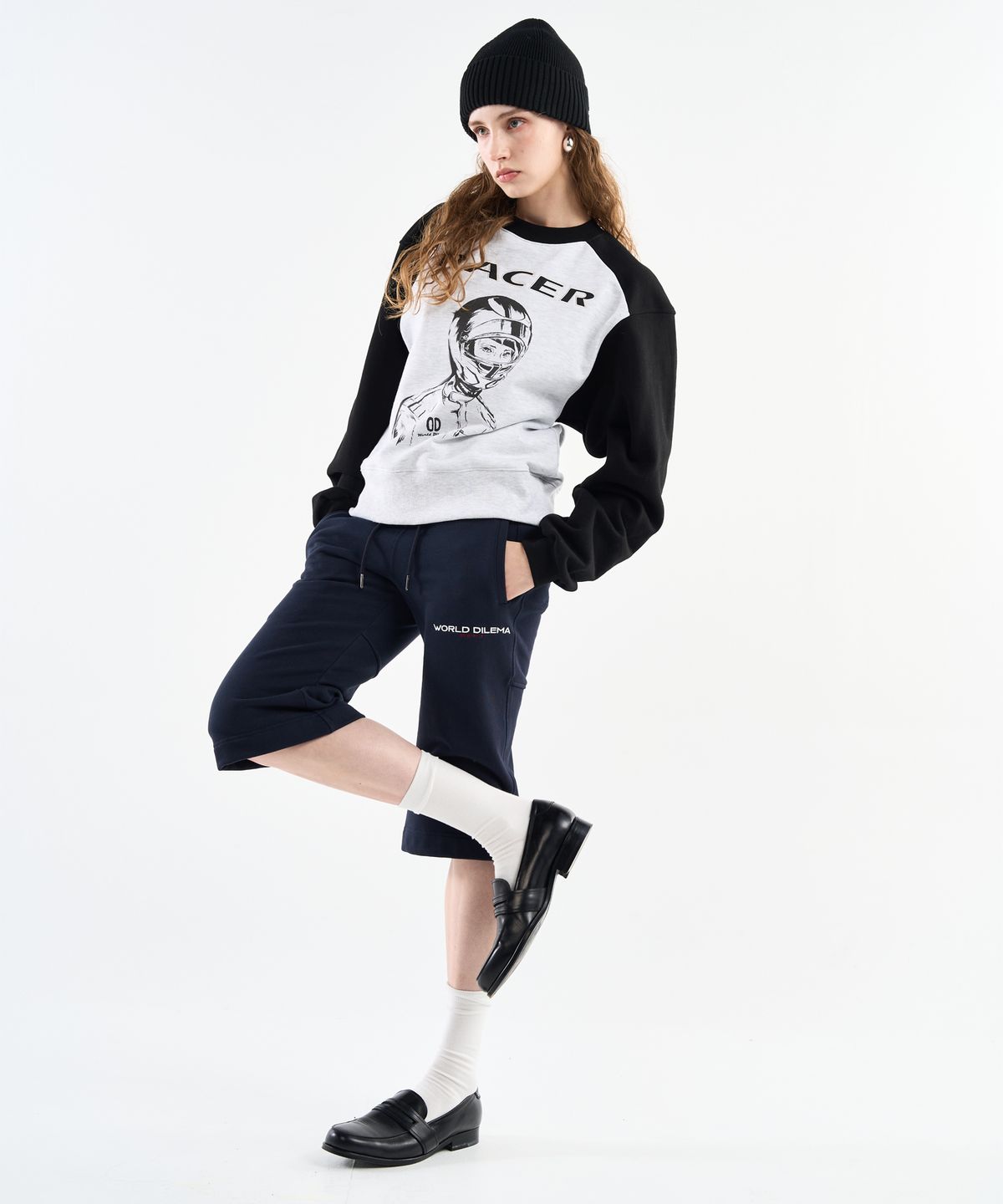 월드딜레마(WORLDDILEMA) Boot-Cut Half Jersey Pants(Navy)