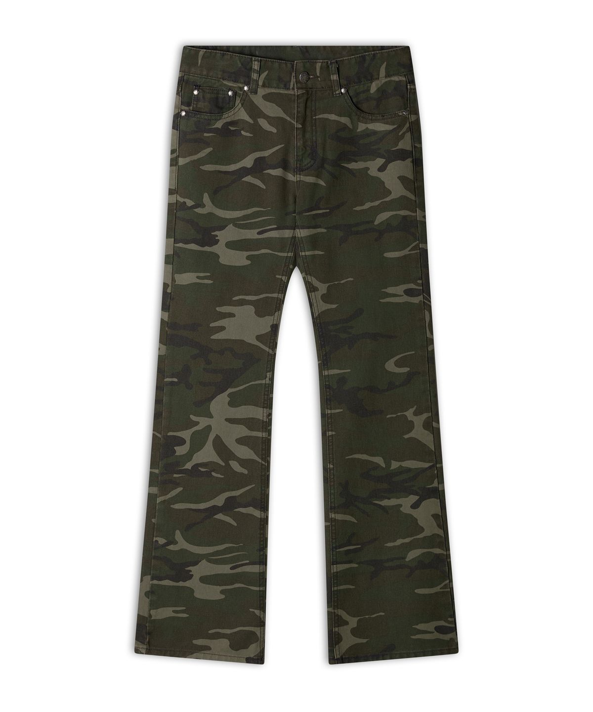 월드딜레마(WORLDDILEMA) Boot-Cut Pants (Camo)