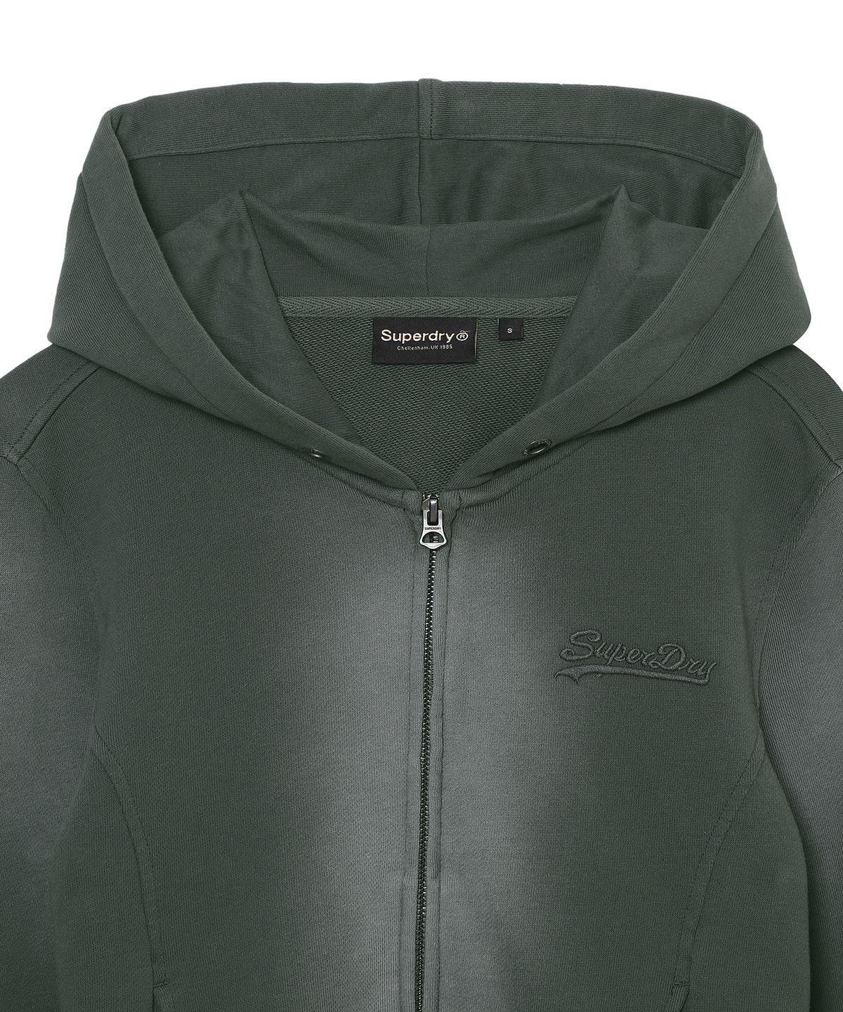슈퍼드라이(SUPERDRY) W 빈티지 워시드 커브크롭 후드집업 다크그레이