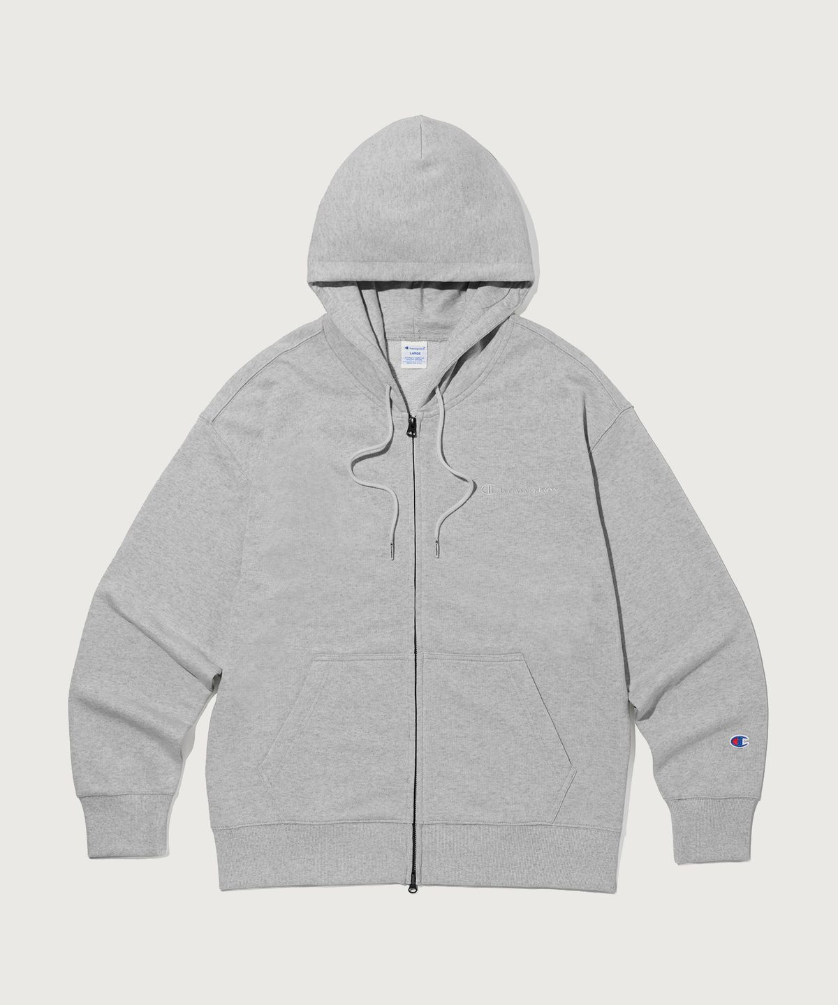 챔피온(CHAMPION) 스몰 로고 루즈핏 후드 집업 Grey