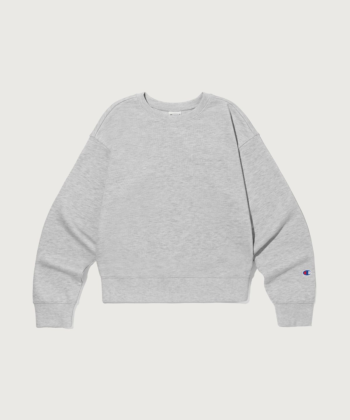 챔피온(CHAMPION) 여성 스몰 로고 레귤러핏 스웨트셔츠 Grey