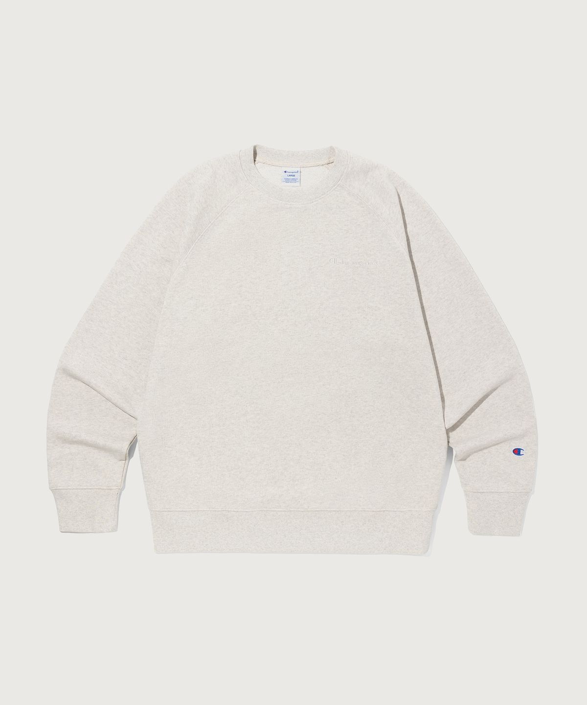 챔피온(CHAMPION) 스몰 로고 루즈핏 스웨트셔츠 Oatmeal