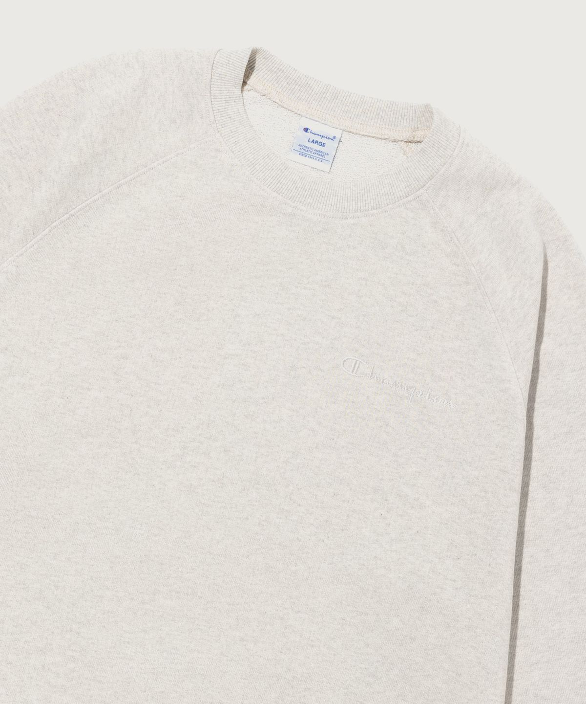 챔피온(CHAMPION) 스몰 로고 루즈핏 스웨트셔츠 Oatmeal
