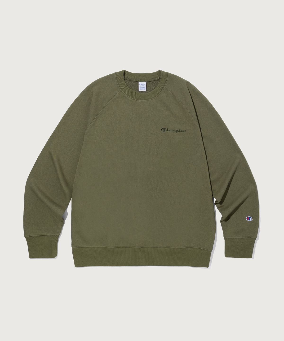 챔피온(CHAMPION) 스몰 로고 루즈핏 스웨트셔츠 Khaki