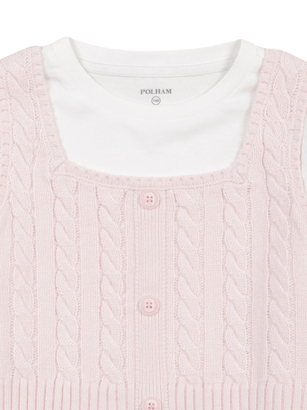 폴햄키즈(POLHAM KIDS) 여아) 긴팔티+케이블 뷔스티에 세트_PKF4ES2020