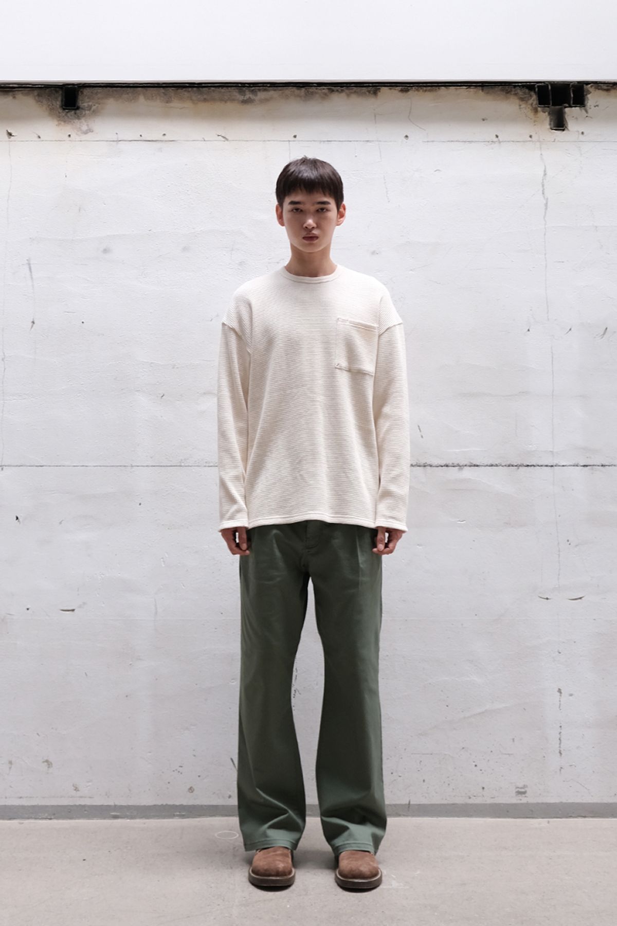 홀리선(HORLISUN) Lawrence Heavy Waffle T-shirt Ecru