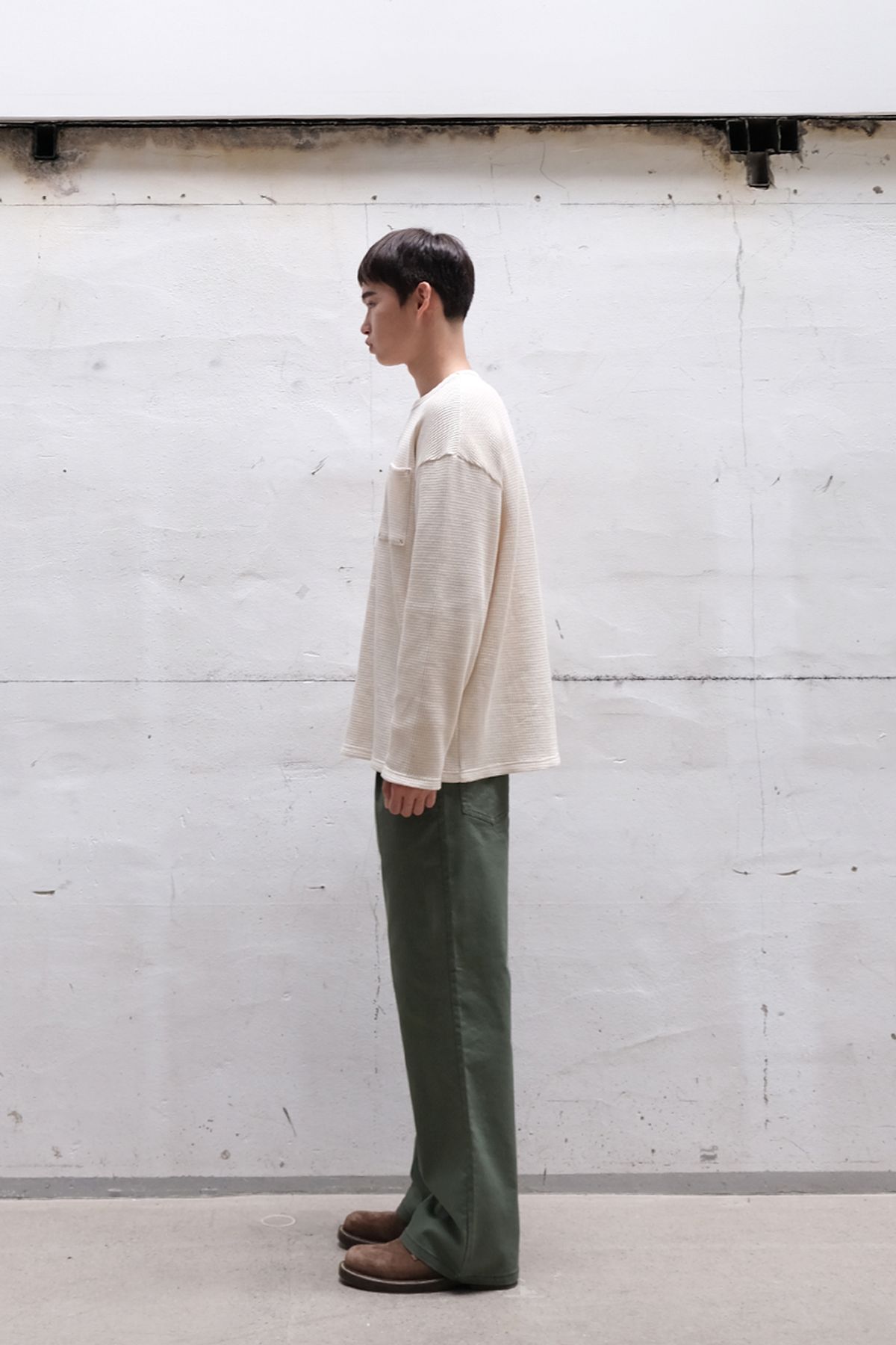 홀리선(HORLISUN) Lawrence Heavy Waffle T-shirt Ecru