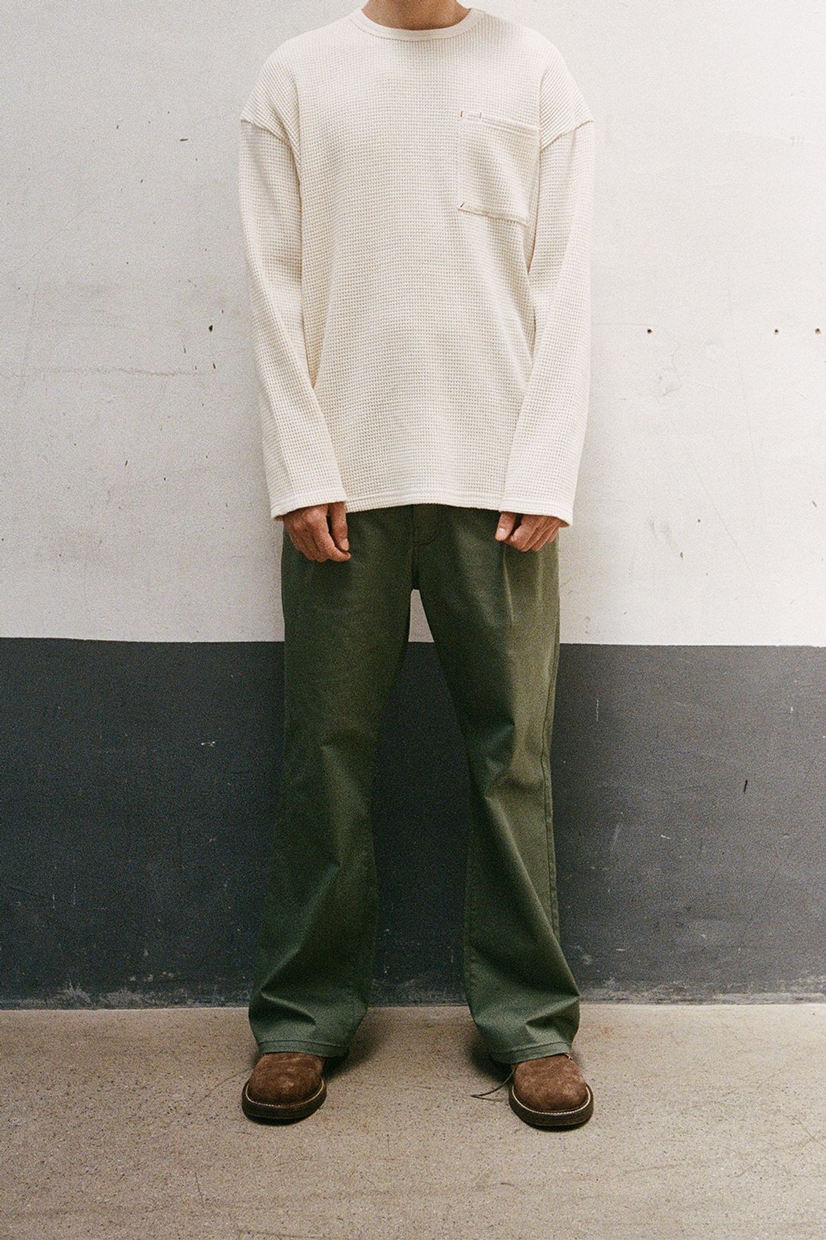 홀리선(HORLISUN) Lawrence Heavy Waffle T-shirt Ecru