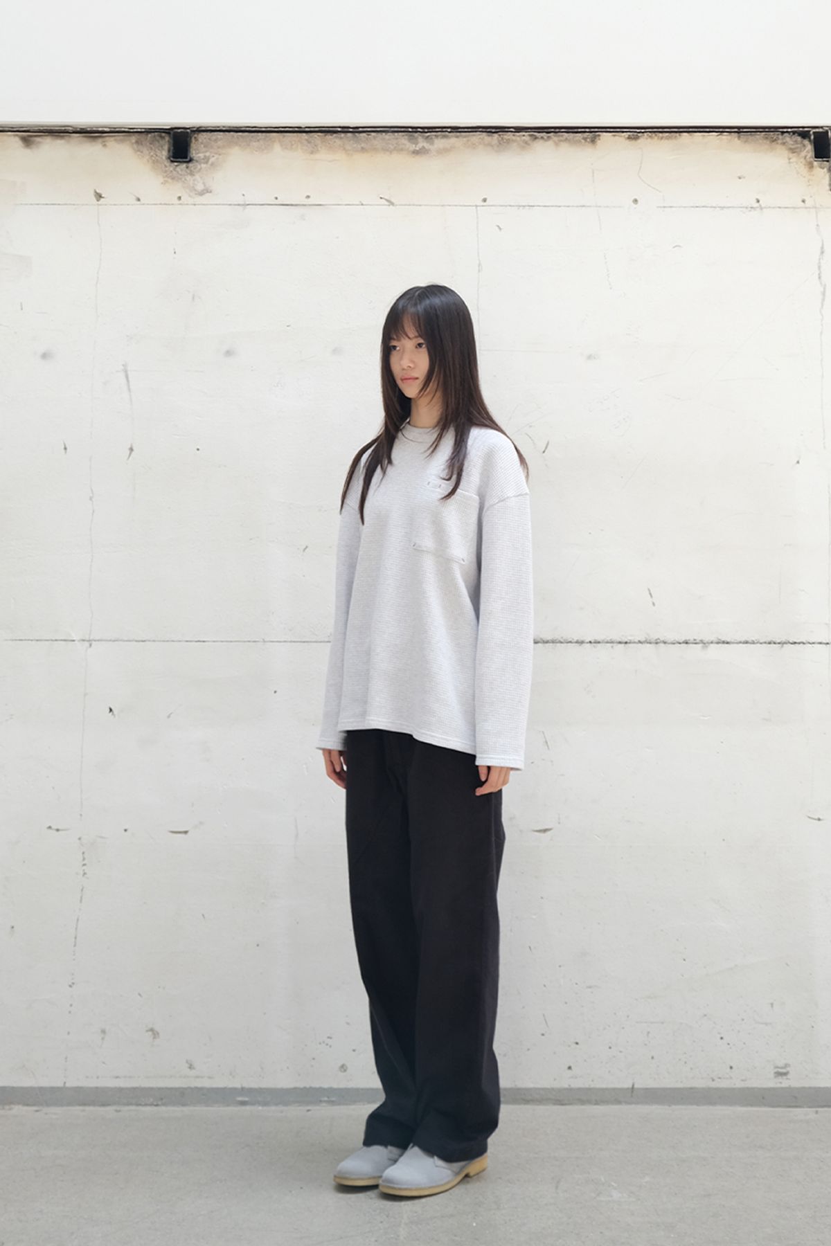 홀리선(HORLISUN) Lawrence Heavy Waffle T-shirt Melange Gray