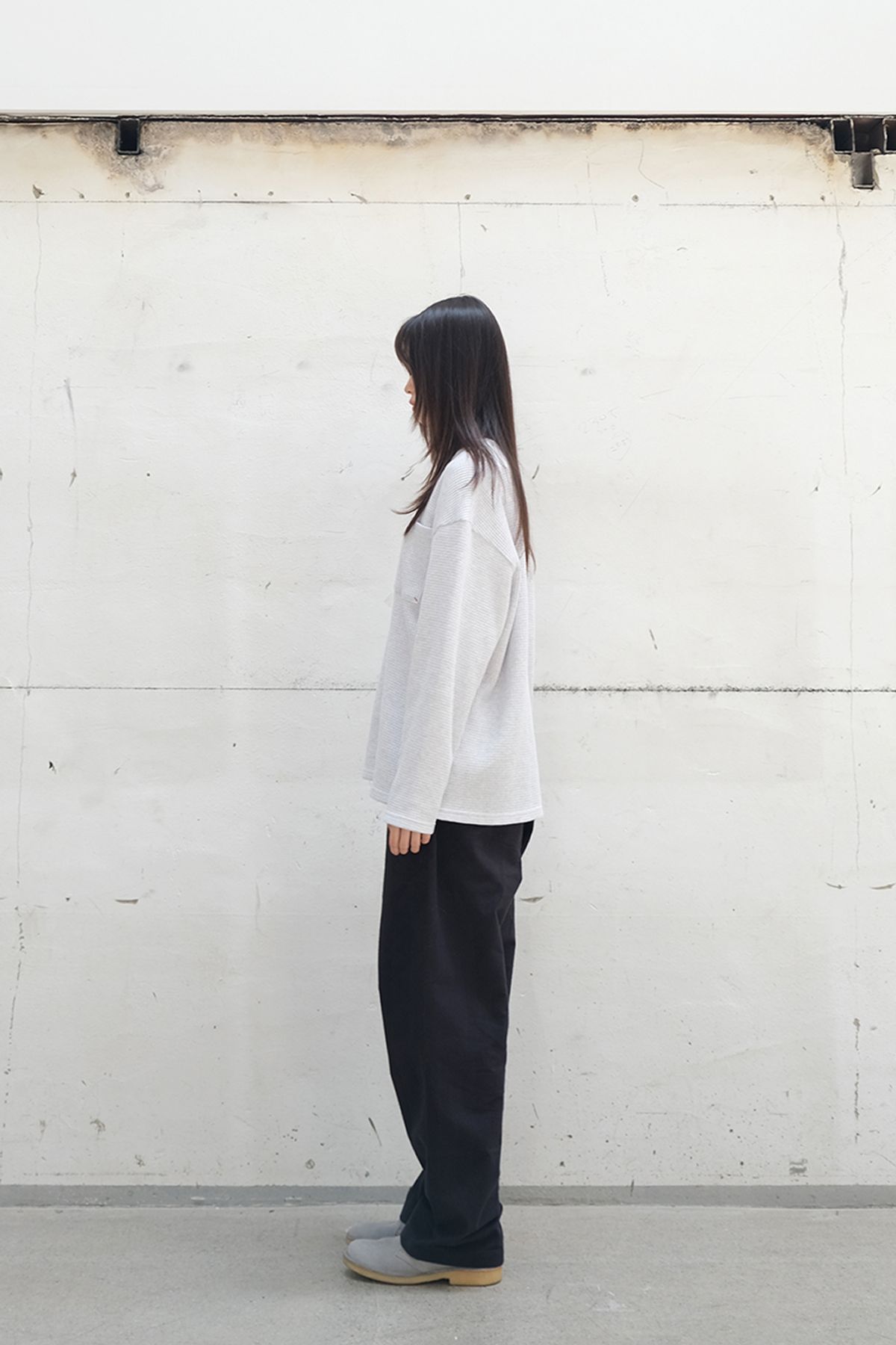 홀리선(HORLISUN) Lawrence Heavy Waffle T-shirt Melange Gray