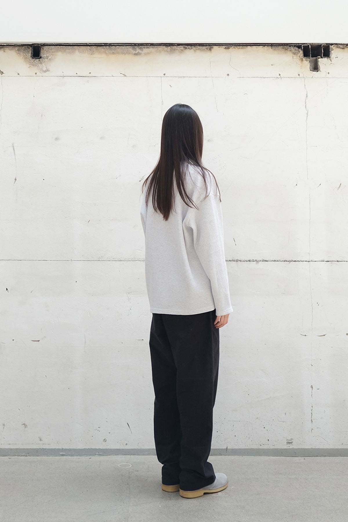 홀리선(HORLISUN) Lawrence Heavy Waffle T-shirt Melange Gray