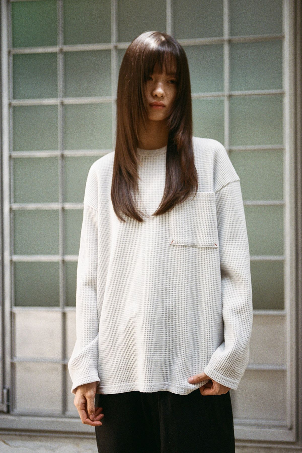 홀리선(HORLISUN) Lawrence Heavy Waffle T-shirt Melange Gray