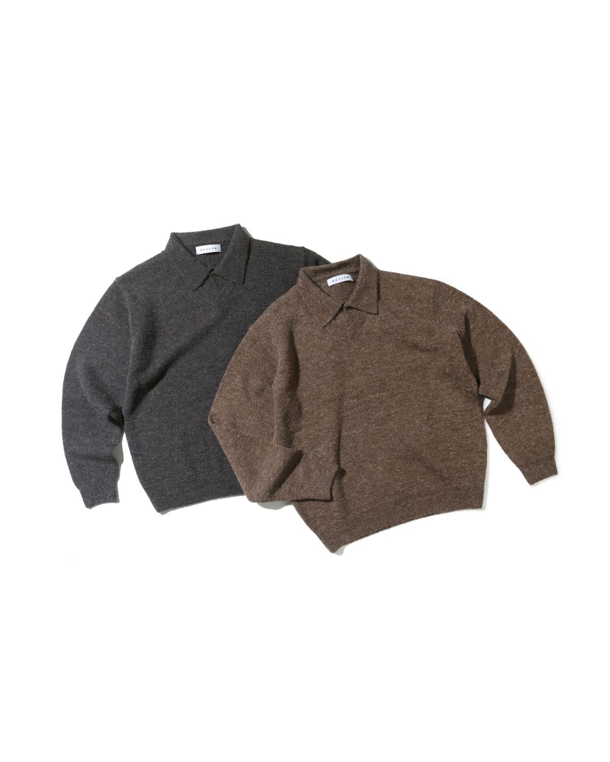 비슬로우(BESLOW) LAYERED COLLAR KNIT MELANGE CHARCOAL
