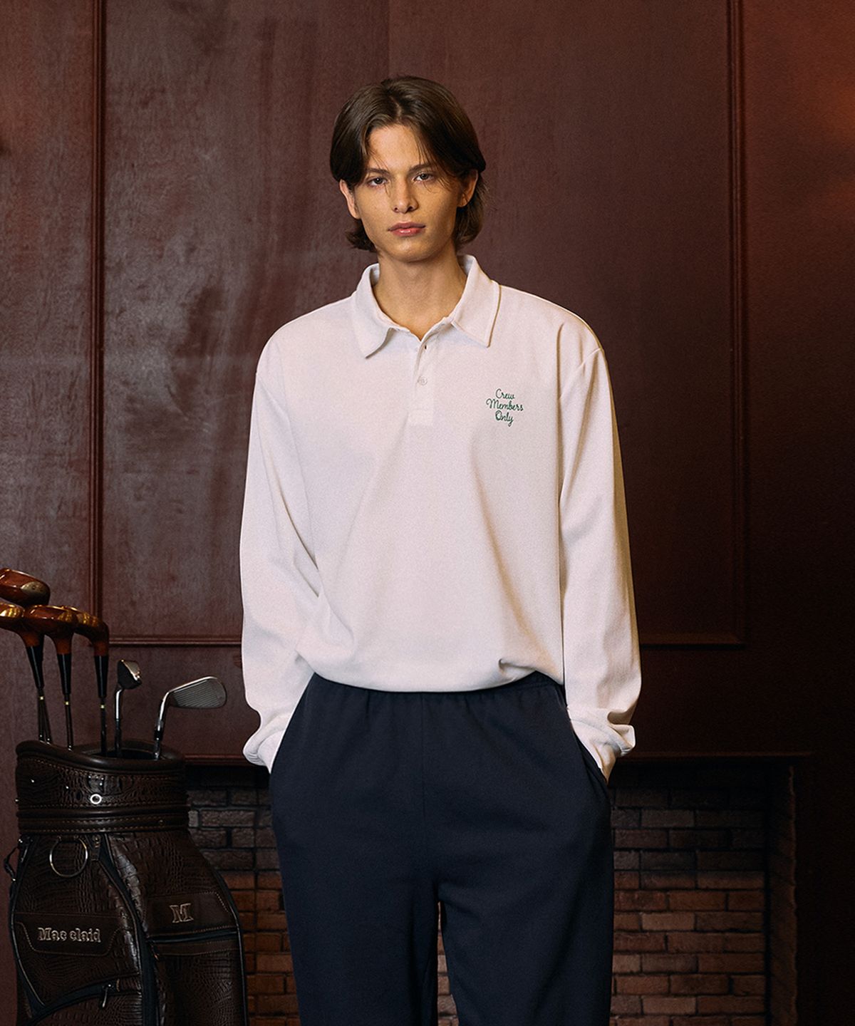 크루멤버스온리(CREW MEMBERS ONLY) RESORT LONG SLEEVE POLO WHITE