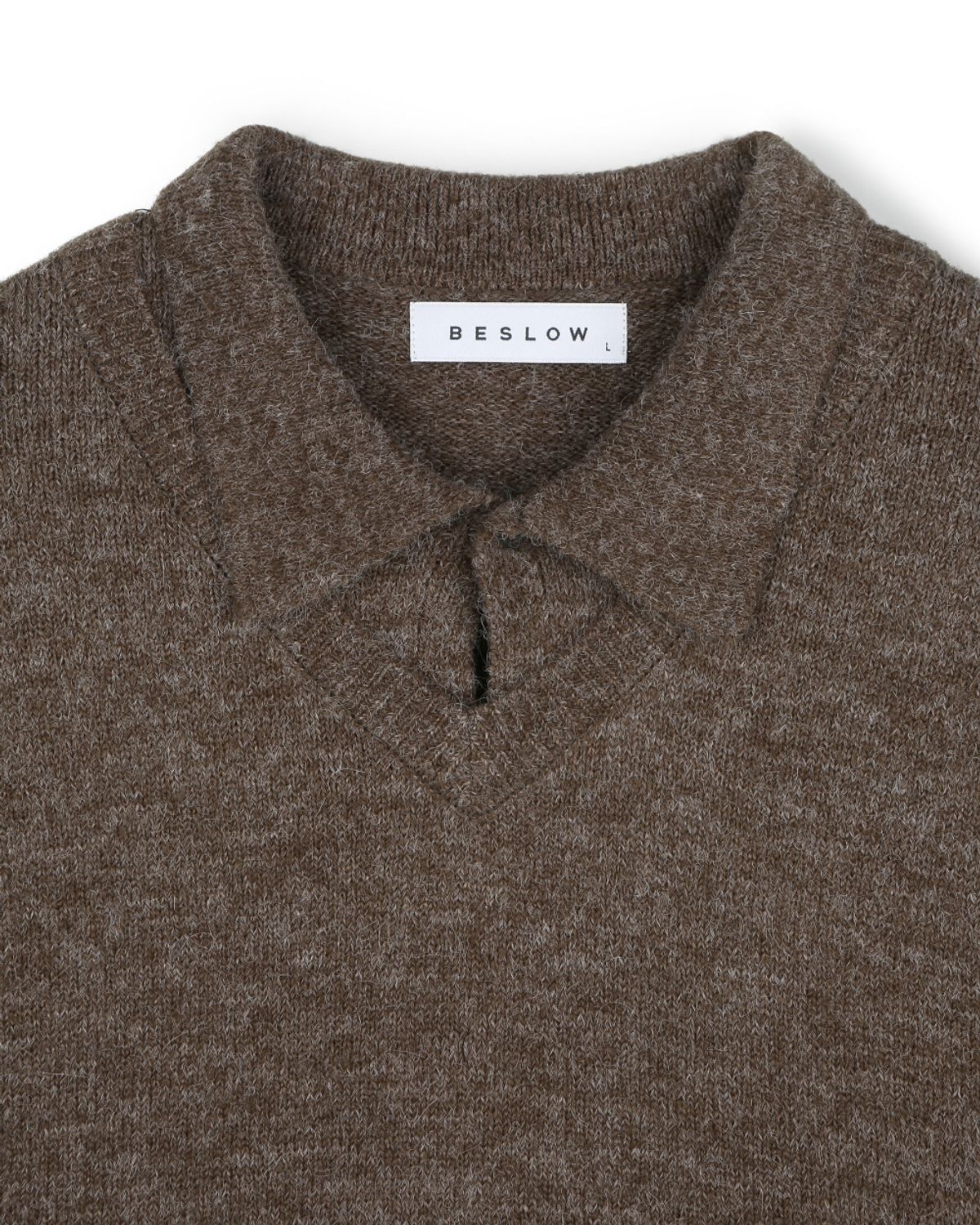 비슬로우(BESLOW) LAYERED COLLAR KNIT MELANGE BROWN