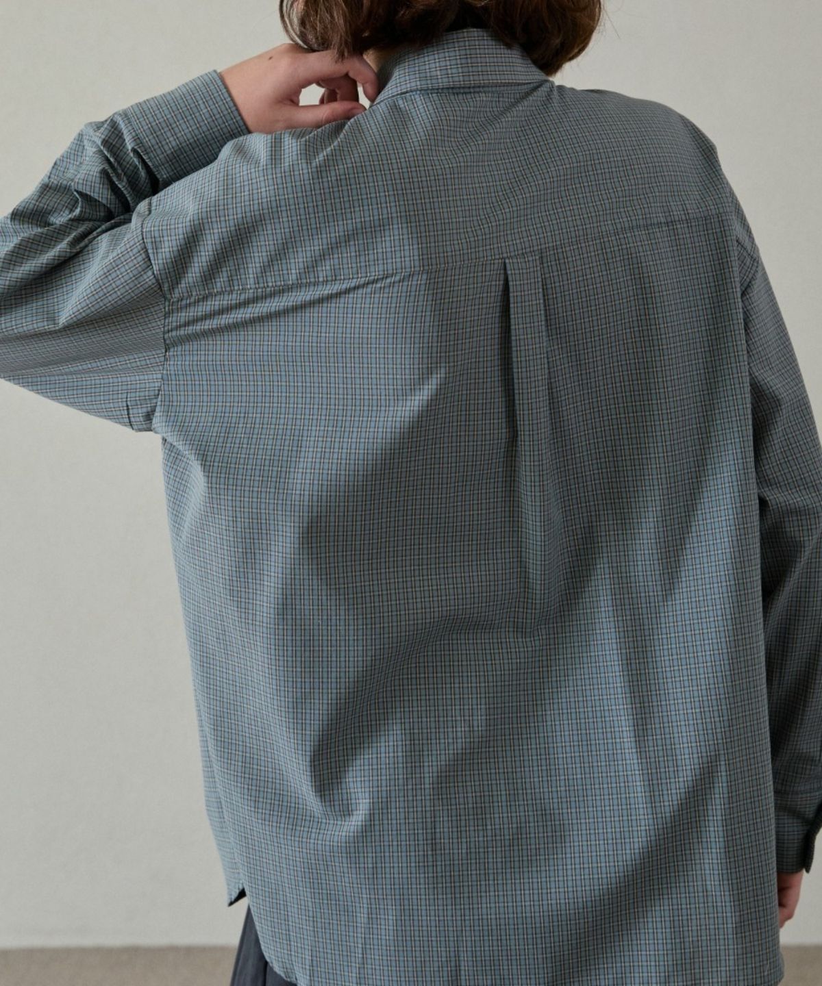 위오이(WIOE) Vintage Check Shirt_Misty Blue