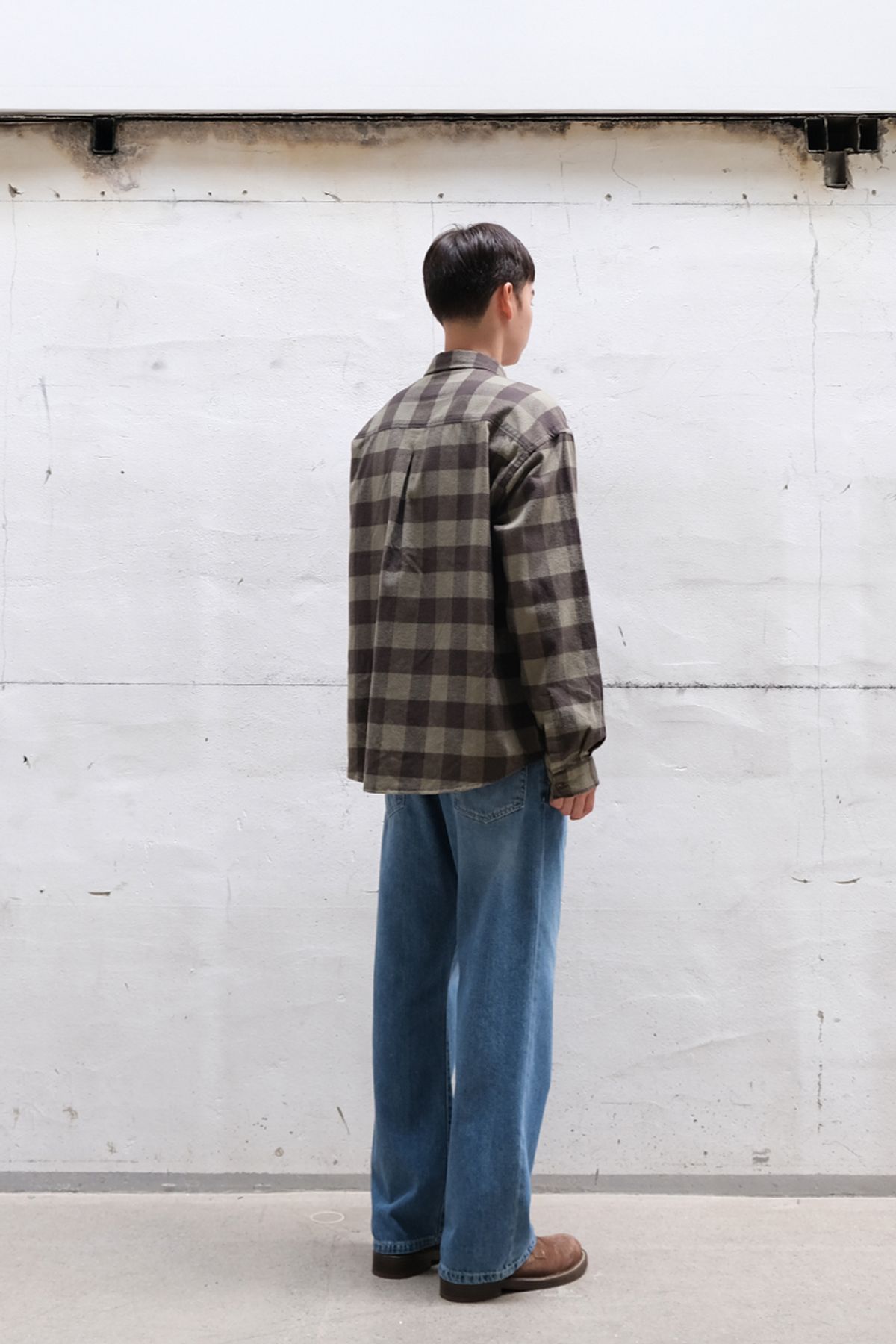 홀리선(HORLISUN) Madison Buffalo Check Shirt Olive