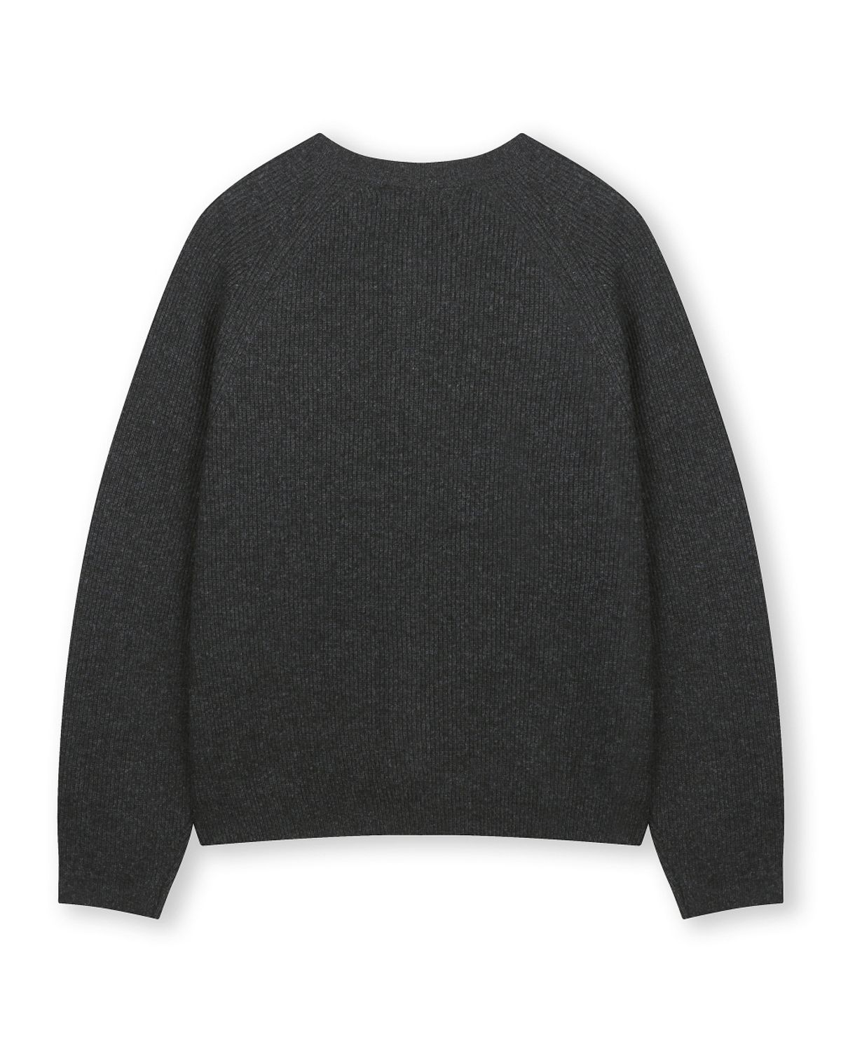 비슬로우(BESLOW) CASHMERE BLENDED CREW NECK CARDIGAN MELANGE CHARCOAL