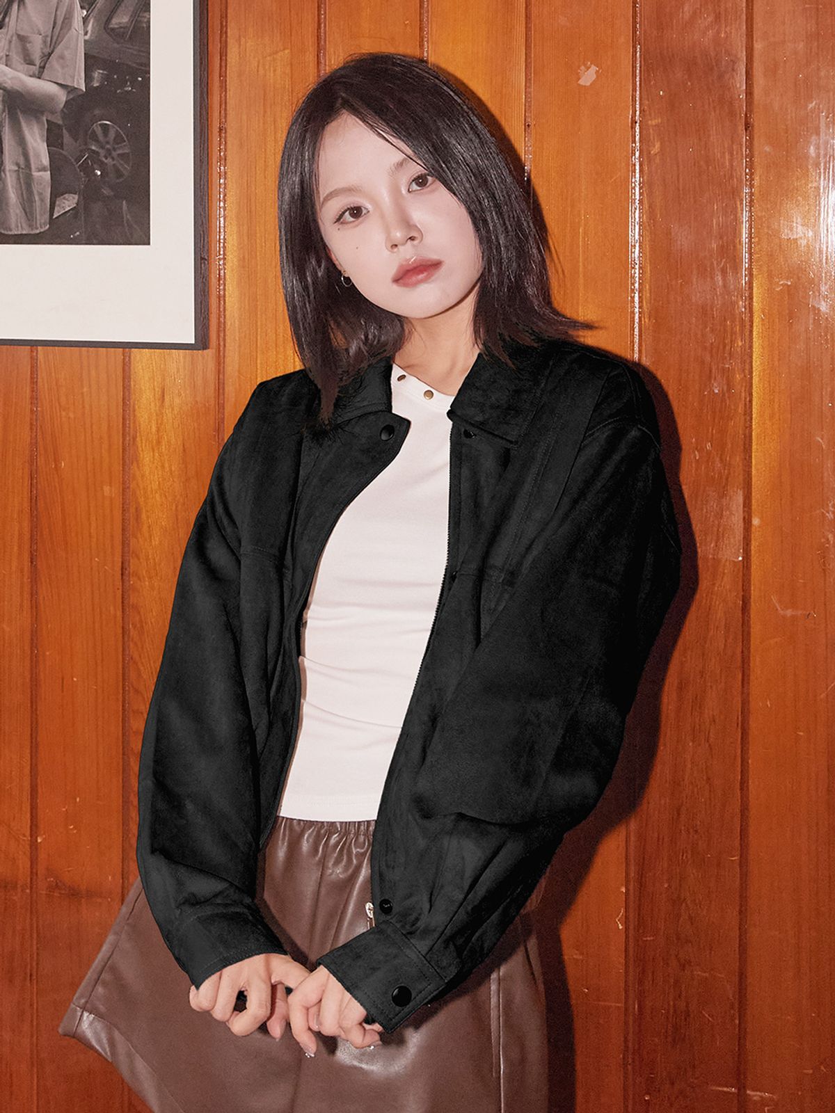 더그린랩(THE GREEN LAB) FAUX 벨벳 스웨이드 블루종 쟈켓 [블랙]