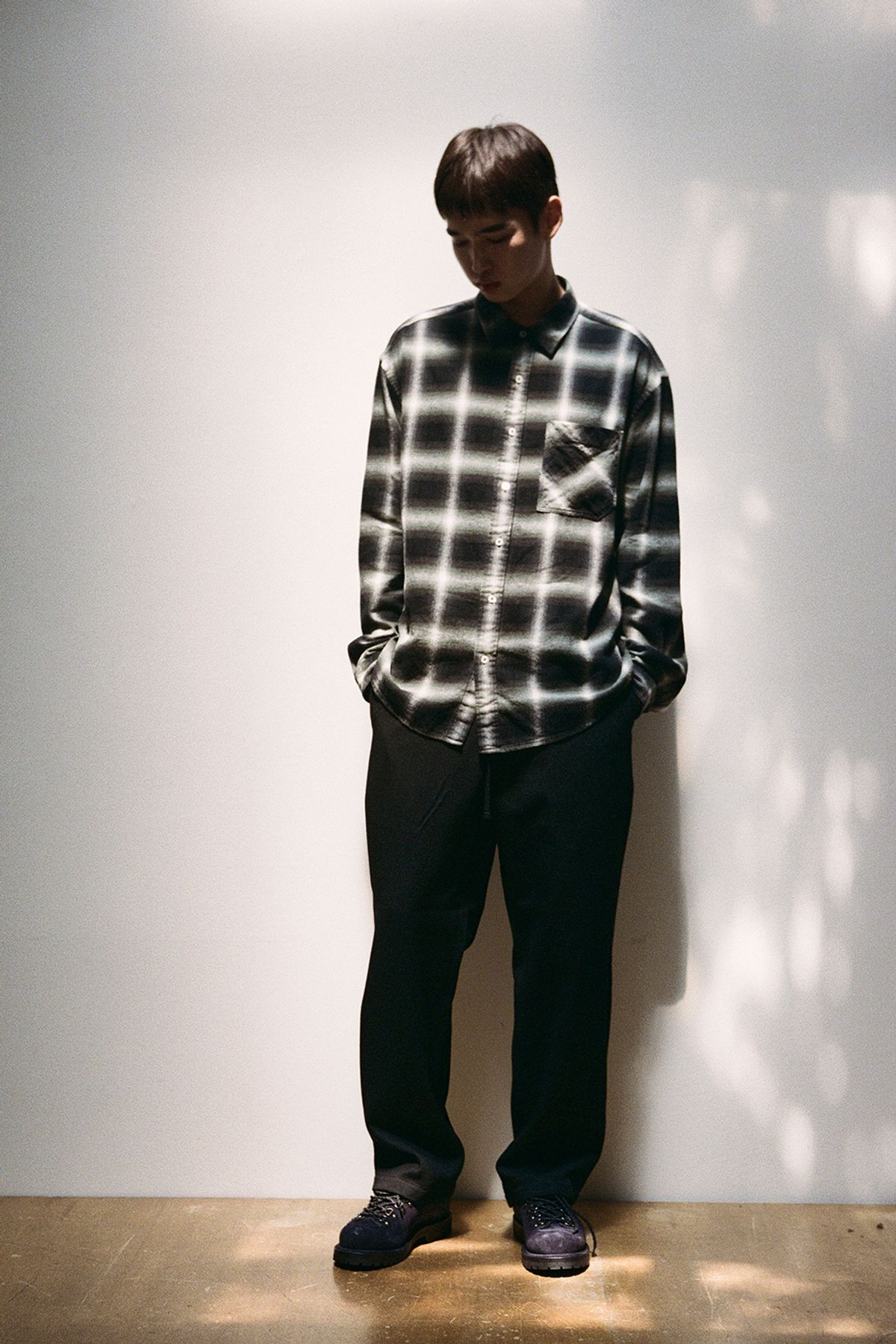 홀리선(HORLISUN) Madison Ombre Check Shirt Green