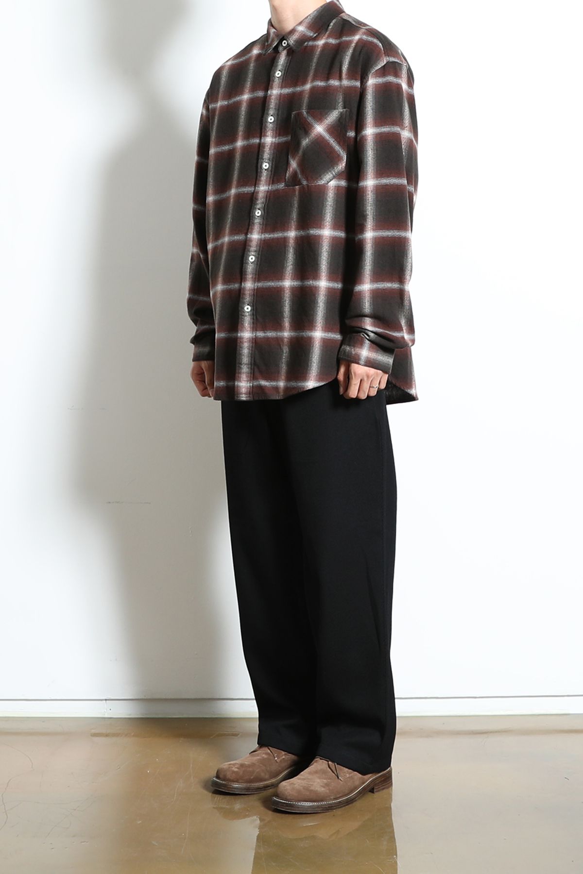 홀리선(HORLISUN) Madison Ombre Check Shirt Brick