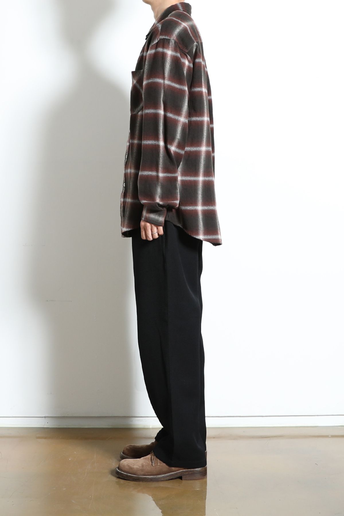 홀리선(HORLISUN) Madison Ombre Check Shirt Brick